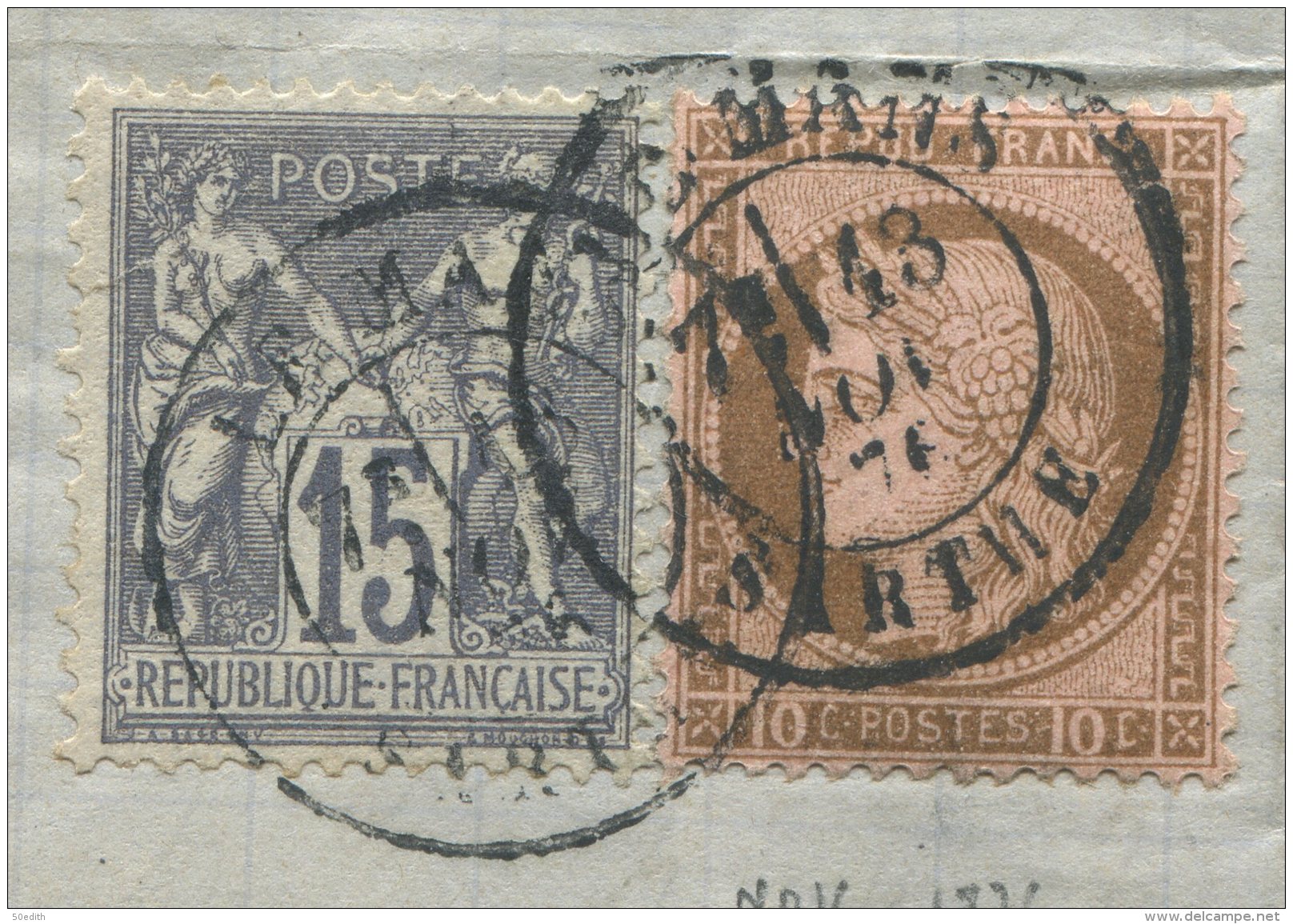 N°66 + Cérès N°54 +  Cachet à Date / Lettre De Le Mans (sarthe) Pour Villefranche (aveyron) - 1876-1898 Sage (Type II)