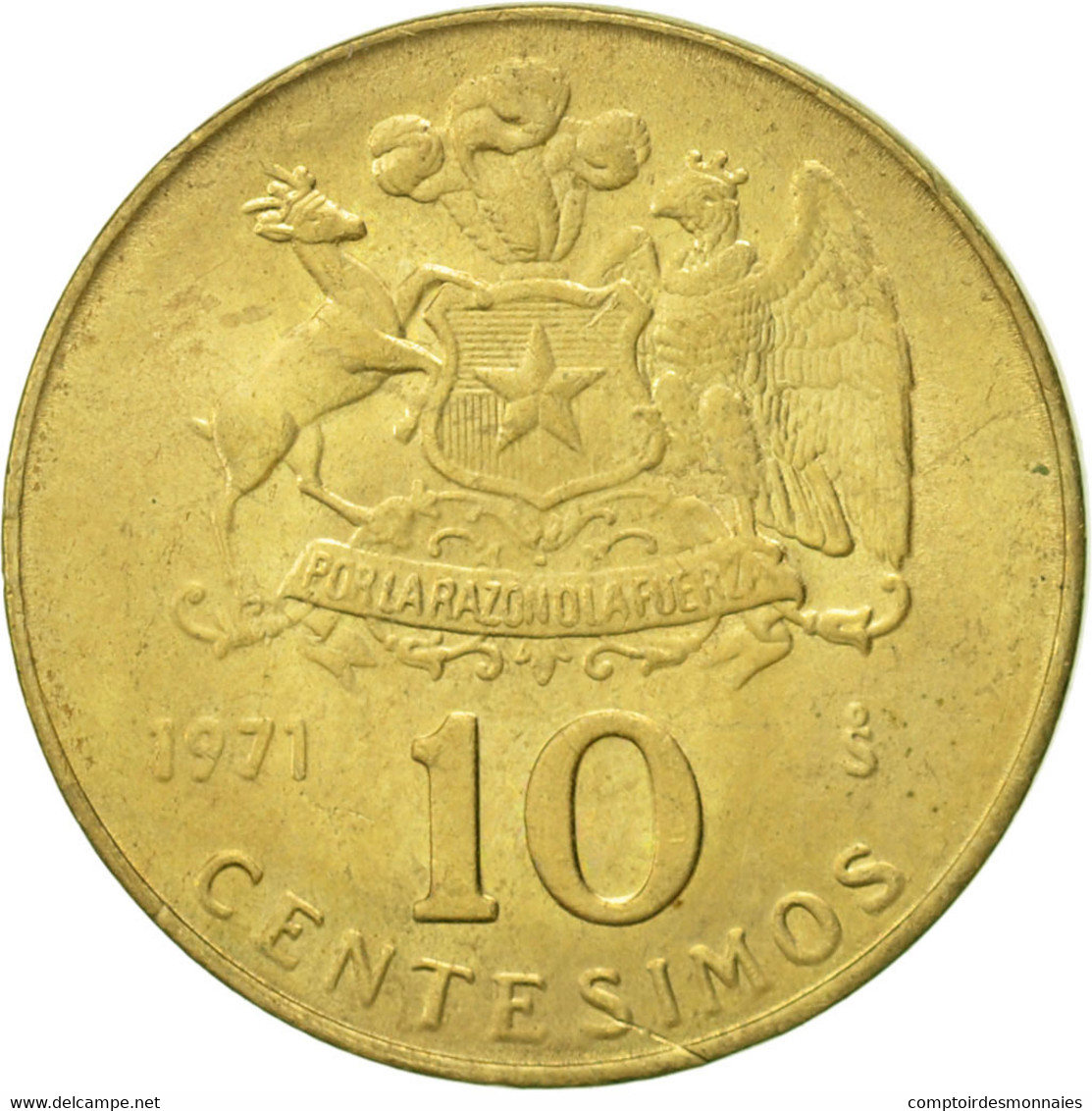 Monnaie, Chile, 10 Centesimos, 1971, SUP, Aluminum-Bronze, KM:194 - Chili