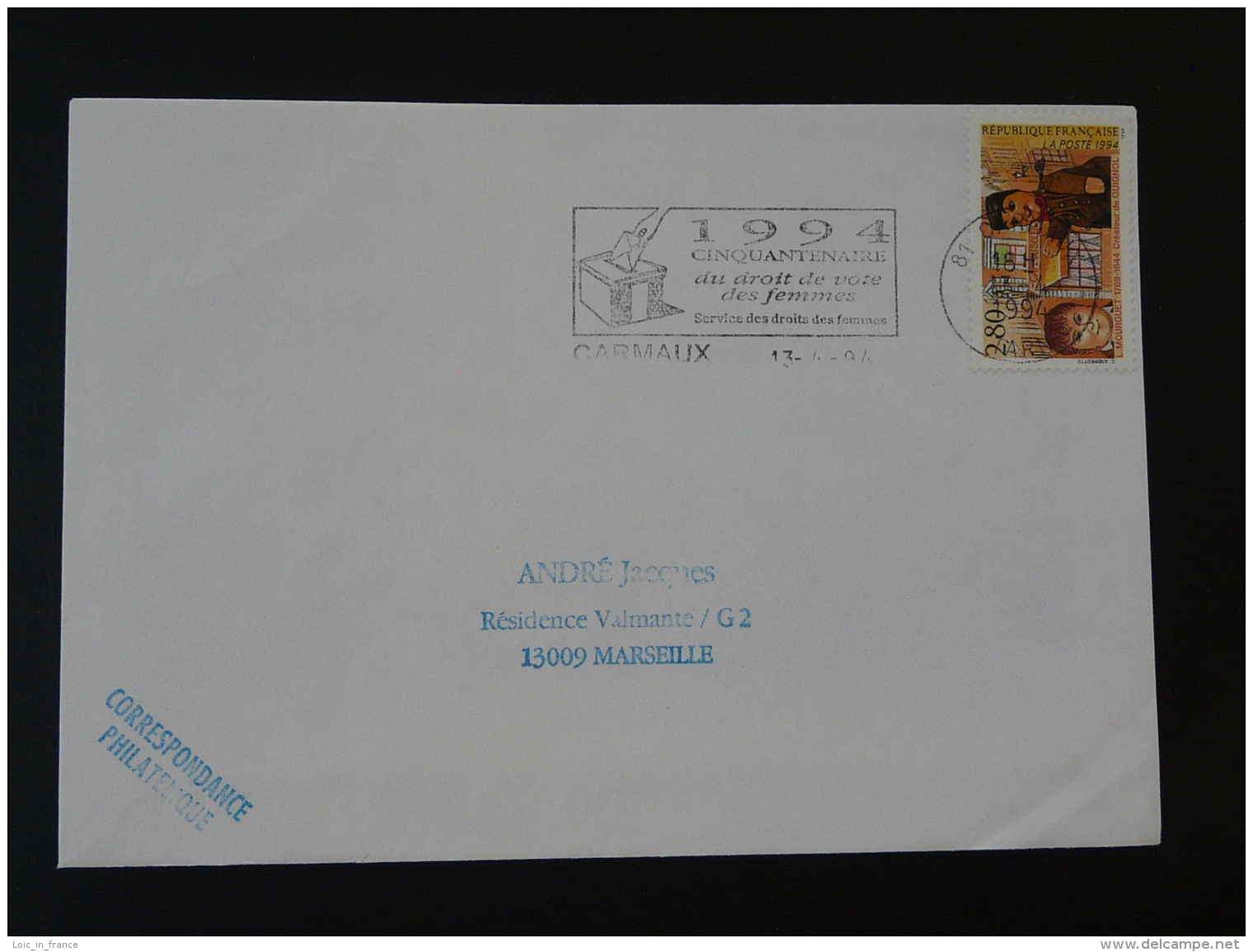 81 Tarn Carmaux Droit De Vote Des Femmes Women Voting Rights 1994 - Flamme Sur Lettre Postmark On Cover - Oblitérations Mécaniques (flammes)