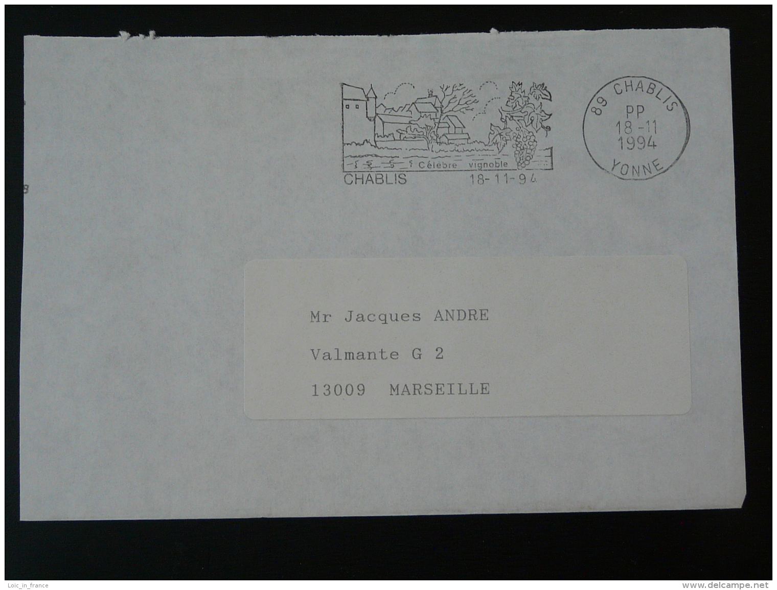 89 Yonne Chablis Vignoble Wine Port Payé PP - Flamme Sur Lettre Postmark On Cover - Vins & Alcools