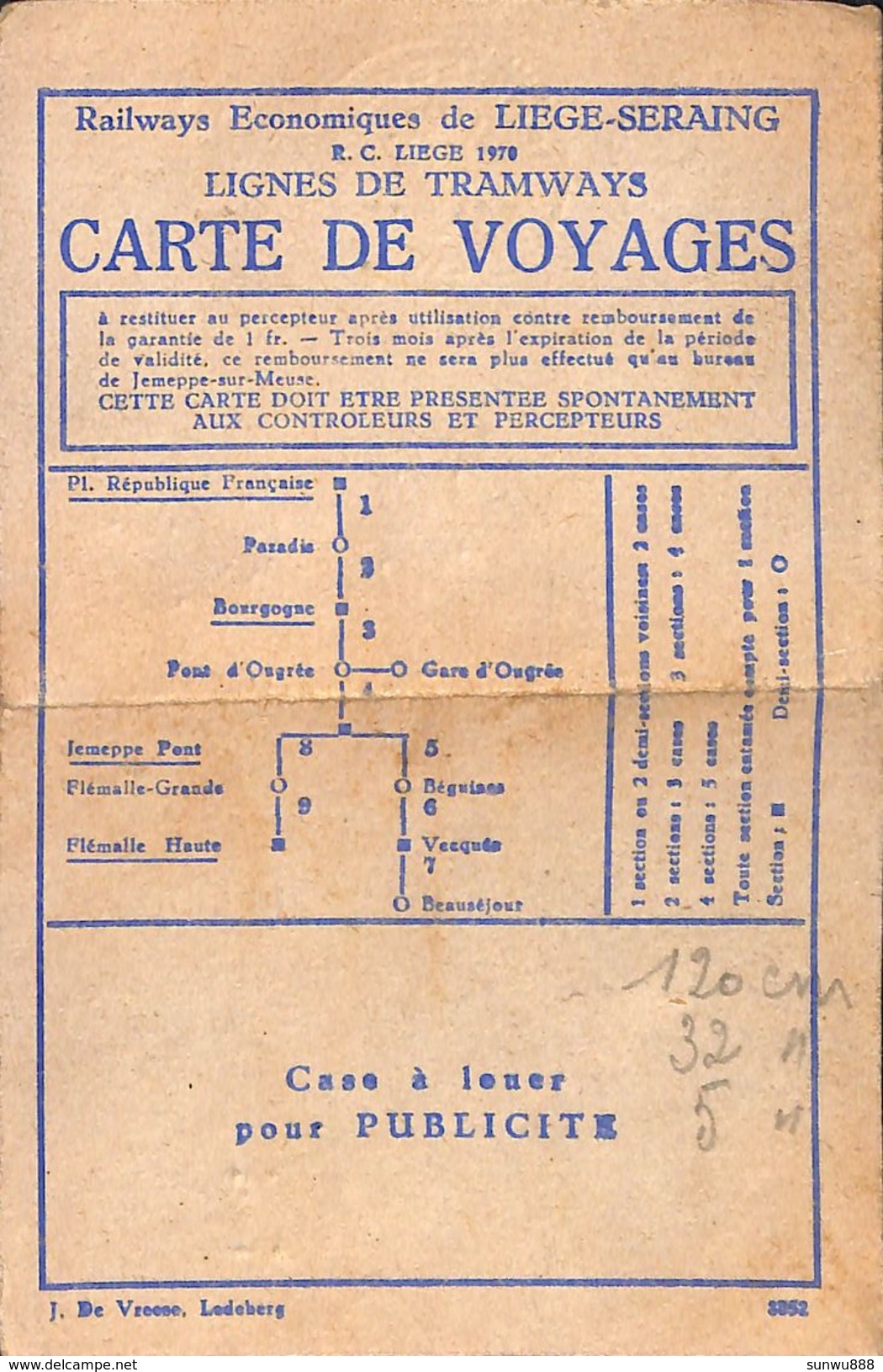 Carte De Voyages Tramway Liège-Seraing - Europe