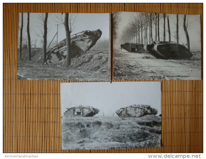 Original Foto 1. WK., Technik, Tankfiedhof Panzerfriedhof Bei Cambrai, 3 Fotos !! - 1914-18