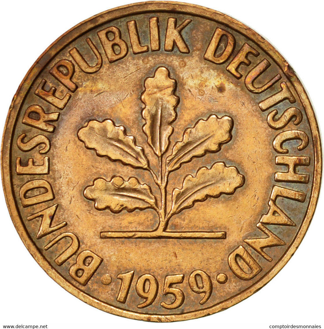 Monnaie, République Fédérale Allemande, 2 Pfennig, 1959, Hambourg, TTB - 2 Pfennig
