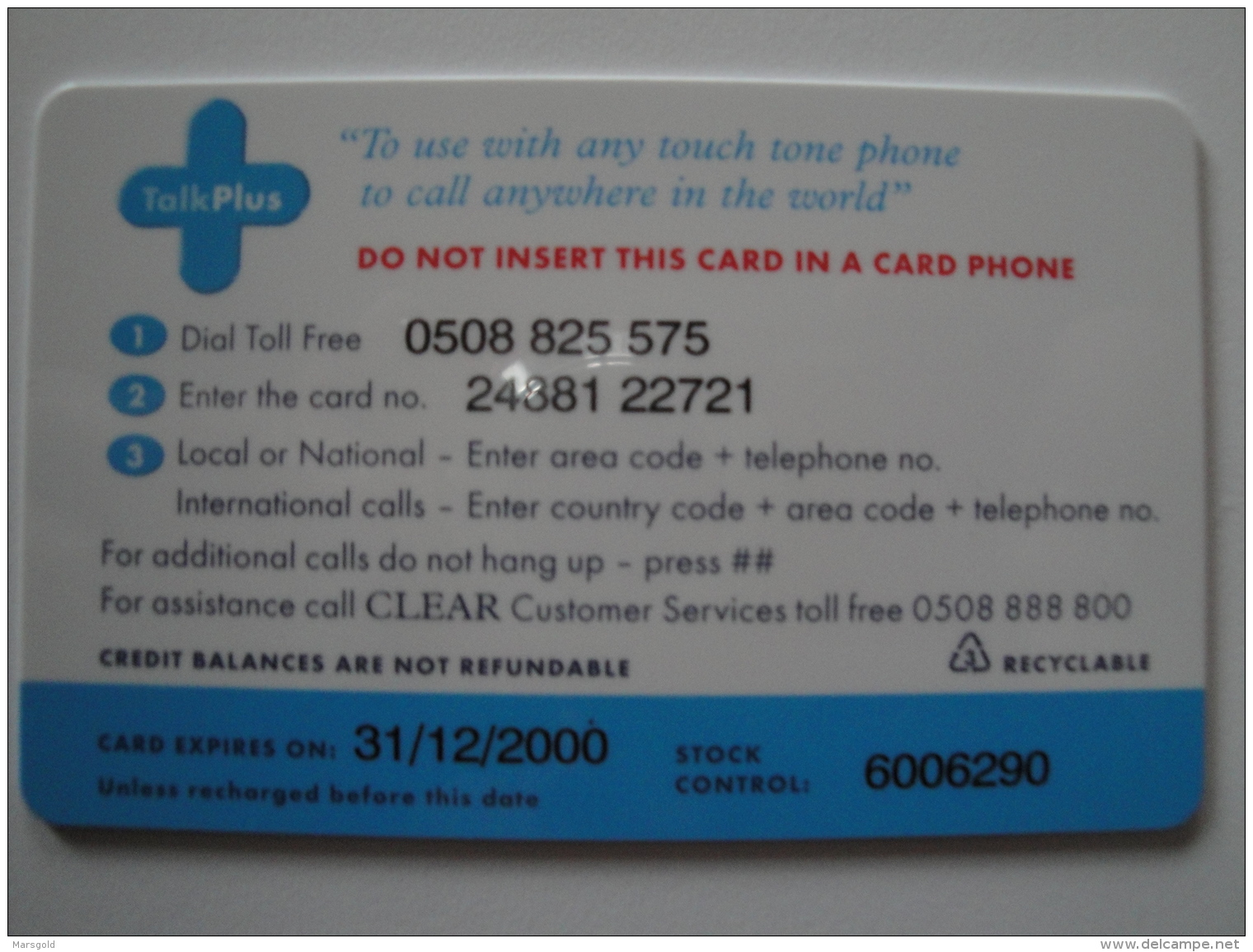 1 Remote Phonecard From New Zealand - Clear - TalkPlus - Sport - Neuseeland