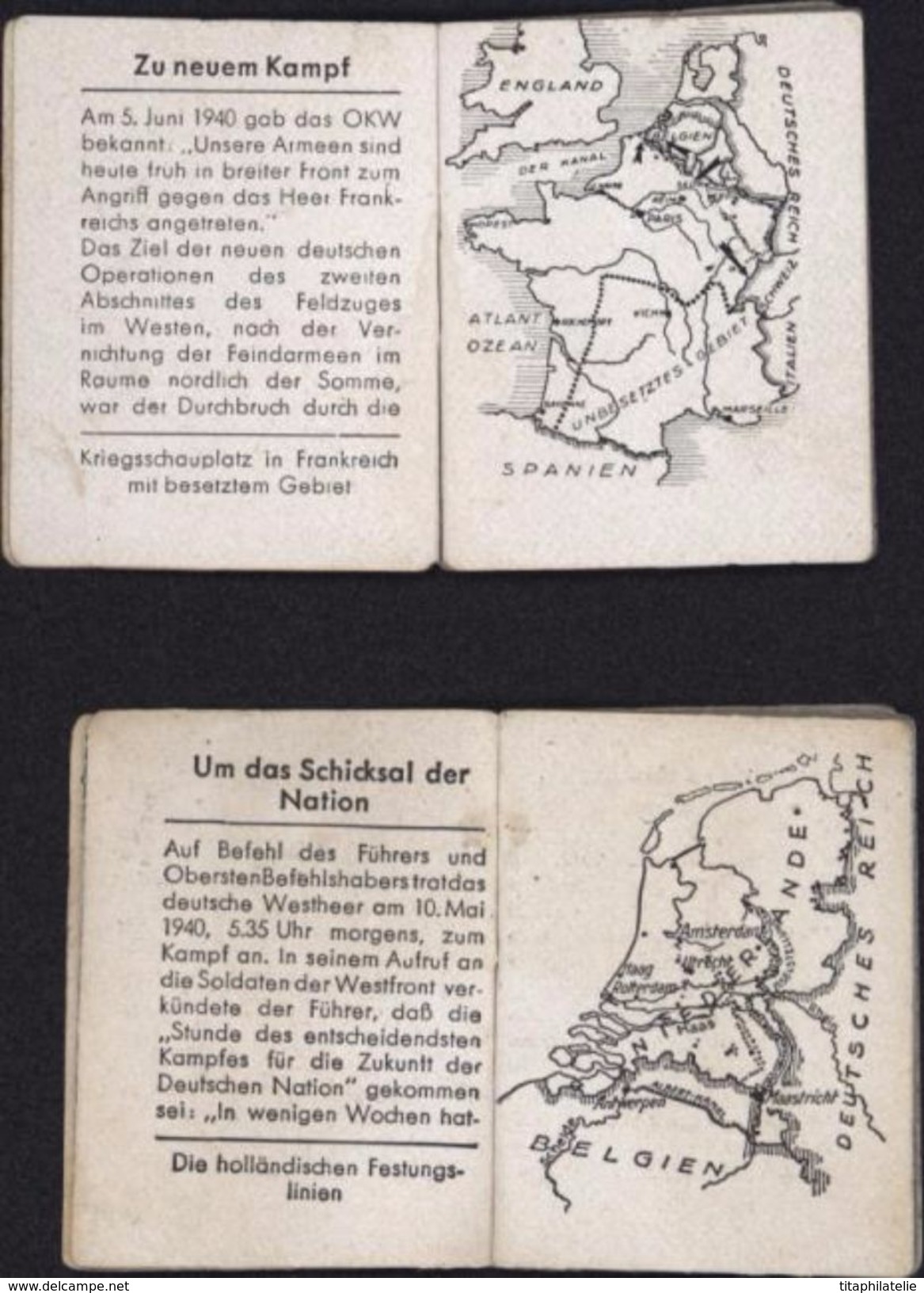 2 Mini Livre Des Führers Kampf In Frankreich Kampf In Holland Hitler Nazi SS III Reich Au Bénéfice Croix Rouge Allemande - Briefe U. Dokumente