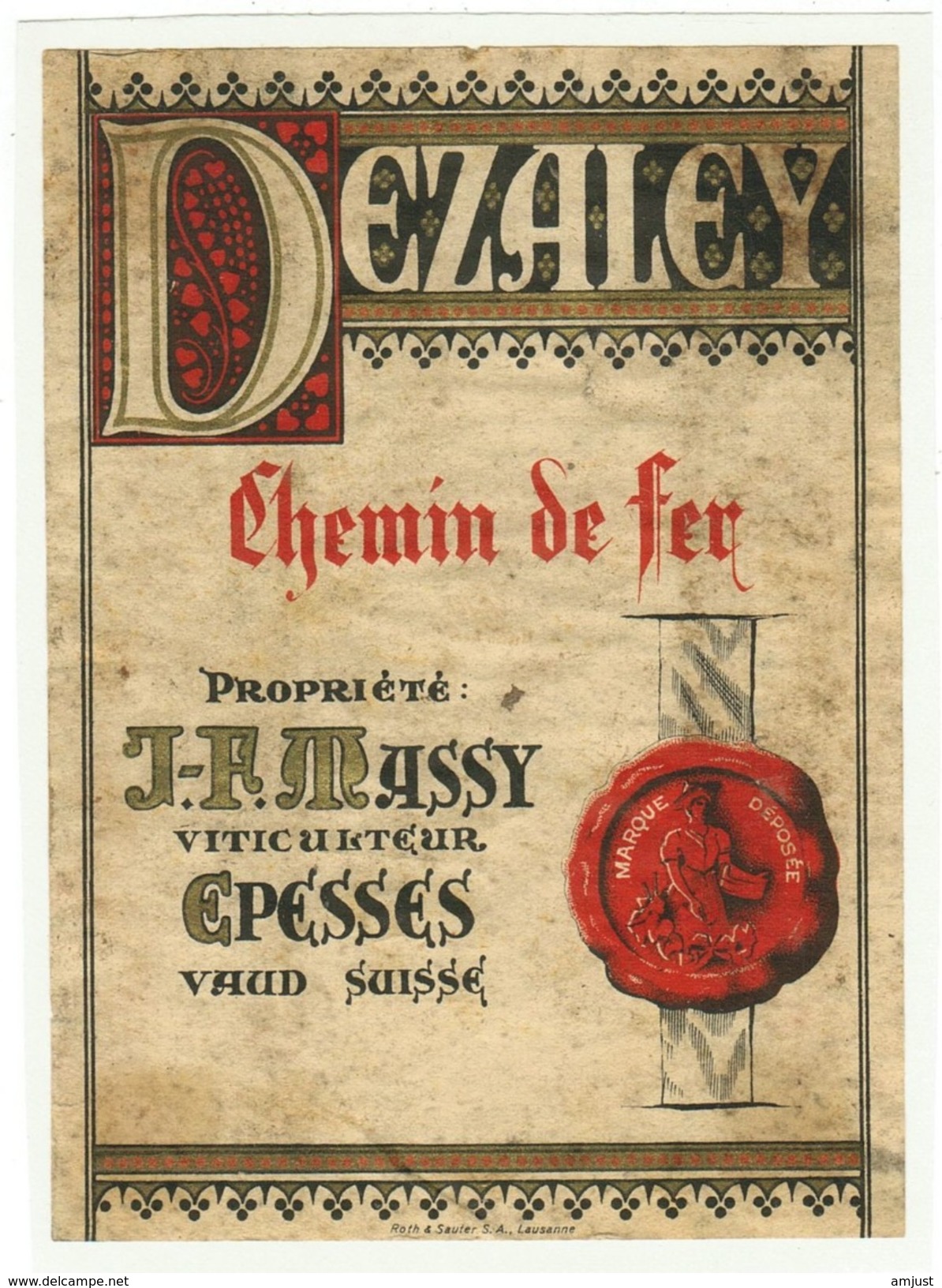 Rare // Dézaley, Chemin De Fer, J.-F. Massy, Epesses Vaud // Suisse - Autres & Non Classés