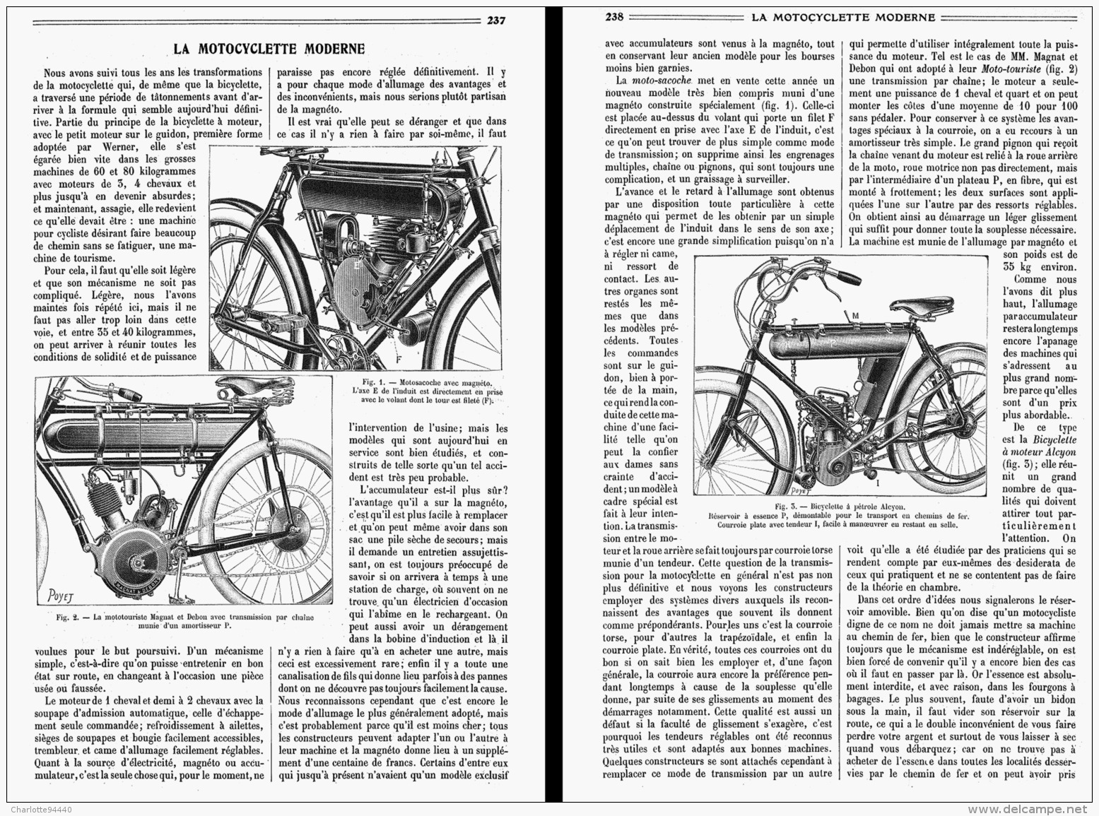 LA MOTOCYCLETTE MODERNE ( MAGNAT Et DEBON -  MOTOSACOCHE )  1908 - Autres & Non Classés