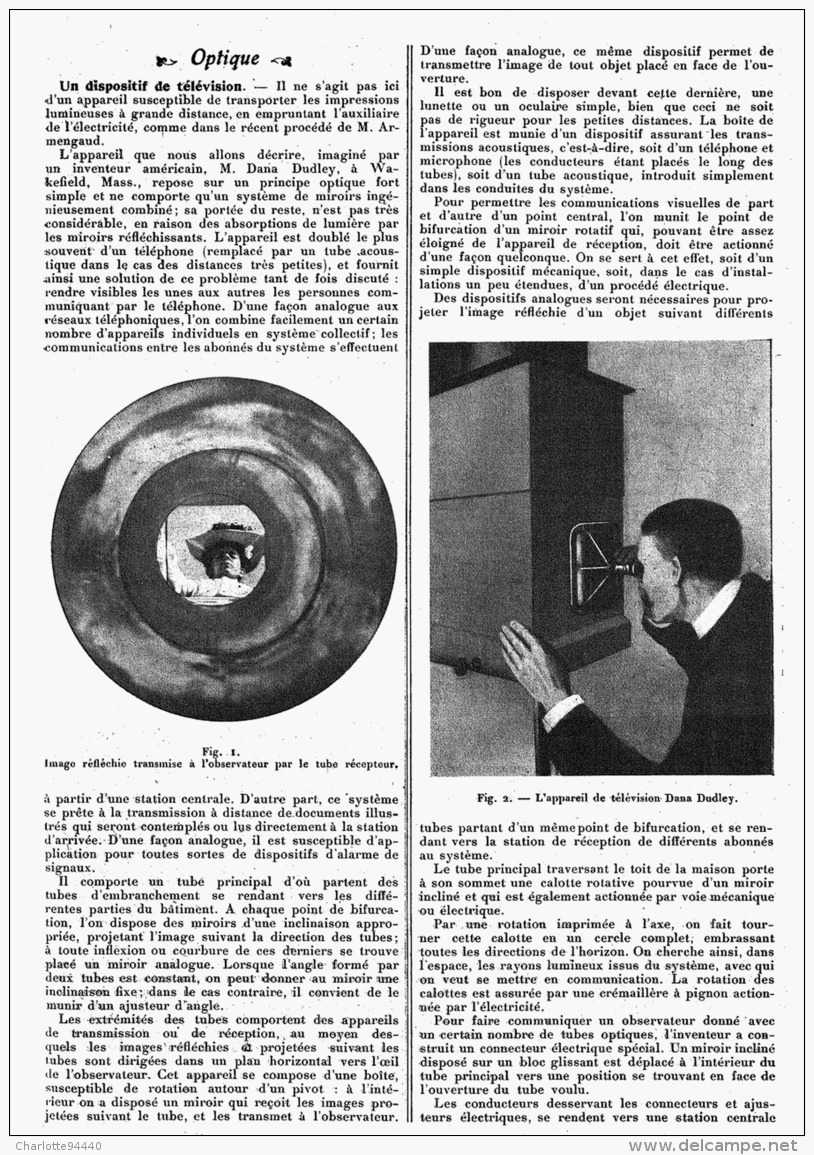 UN DISPOSITIF De TELEVISION    1908 - Autres & Non Classés