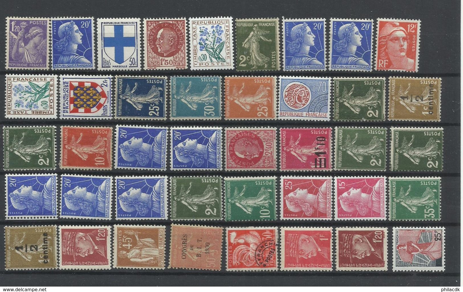 FRANCE  - VOIR 98 SCANNS - COLLECTION DE 1748 TIMBRES NEUFS* AVEC CHARNIERE OU GOMME ALTEREE/OBLITERES