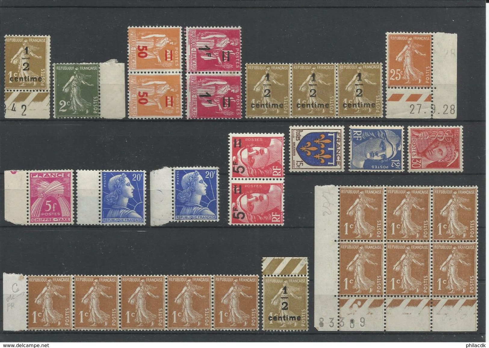 FRANCE  - VOIR 98 SCANNS - COLLECTION DE 1748 TIMBRES NEUFS* AVEC CHARNIERE OU GOMME ALTEREE/OBLITERES