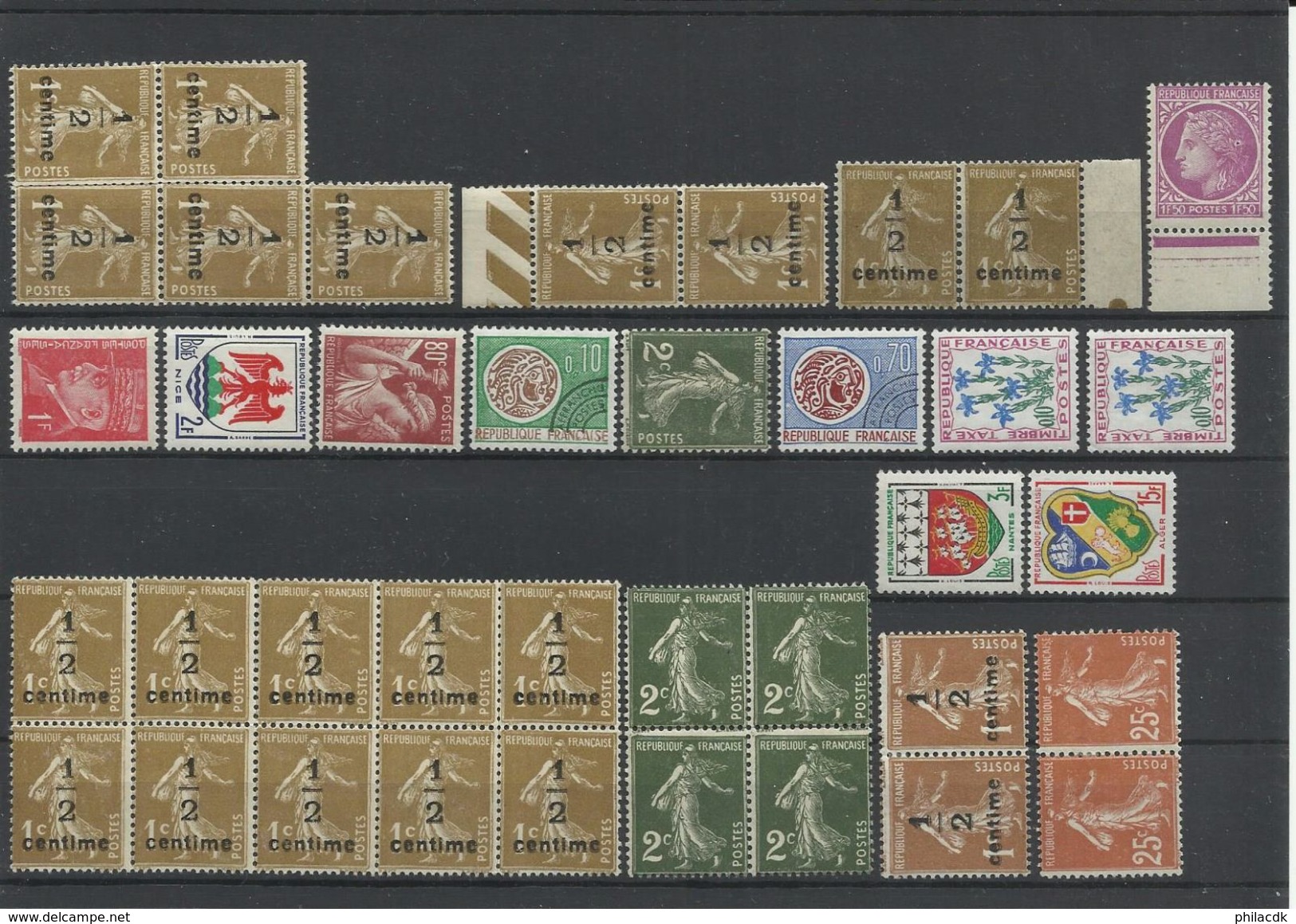 FRANCE  - VOIR 98 SCANNS - COLLECTION DE 1748 TIMBRES NEUFS* AVEC CHARNIERE OU GOMME ALTEREE/OBLITERES