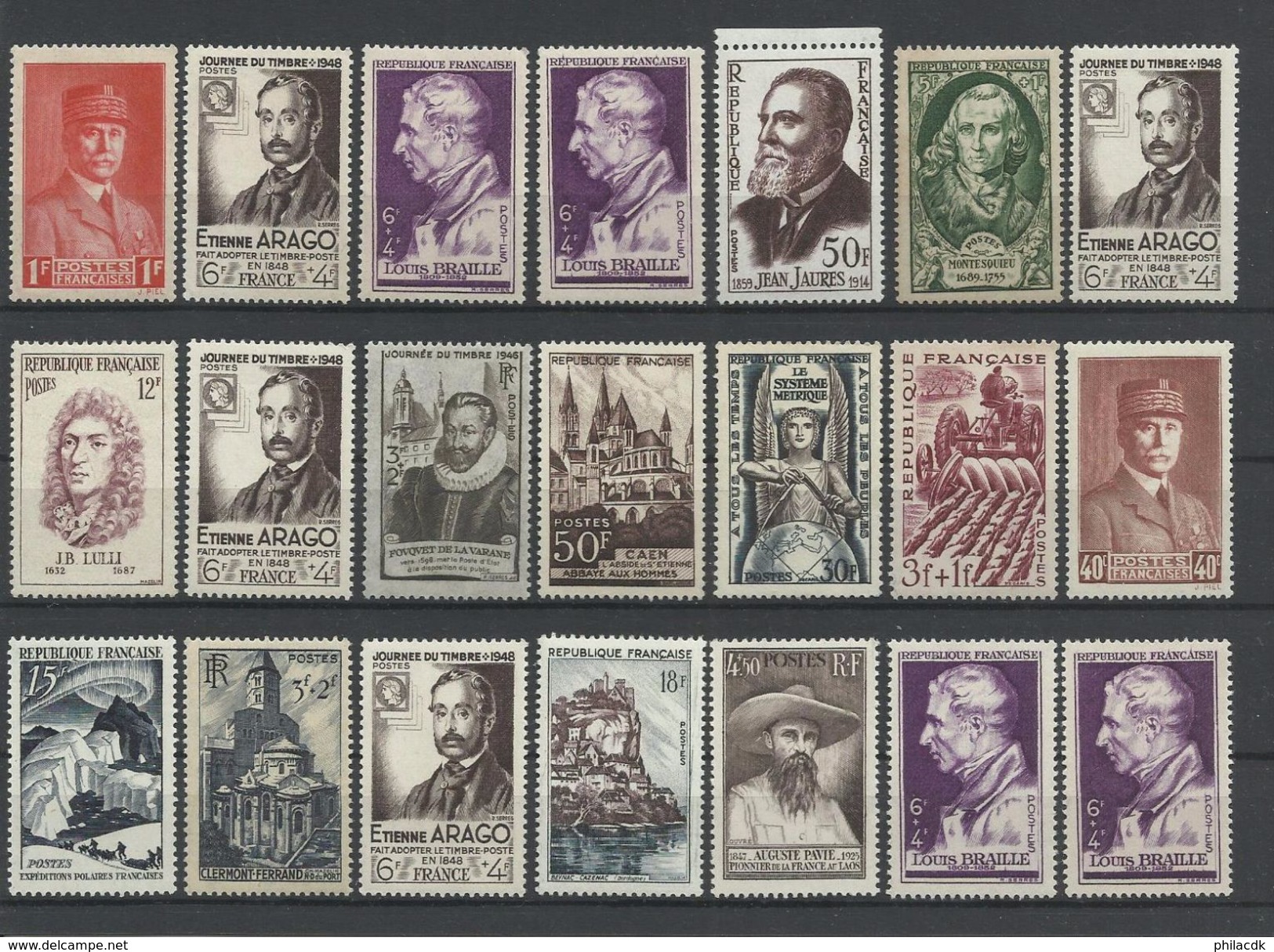 FRANCE  - VOIR 46 SCANNS - COLLECTION DE 645 TIMBRES NEUFS** SANS CHARNIERE