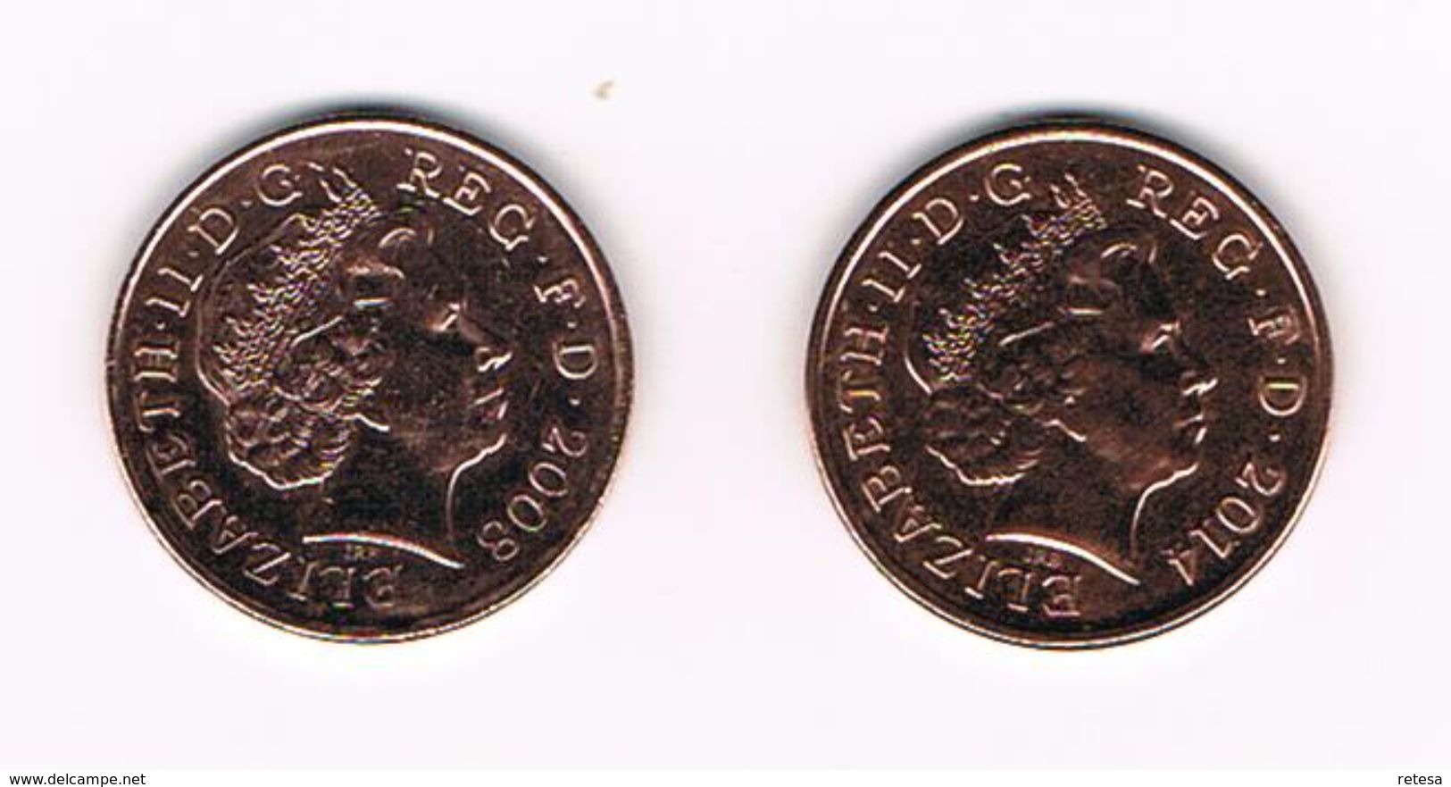 ) GREAT BRITAIN  2 X 1 PENNY   2008/2014 - 1 Penny & 1 New Penny