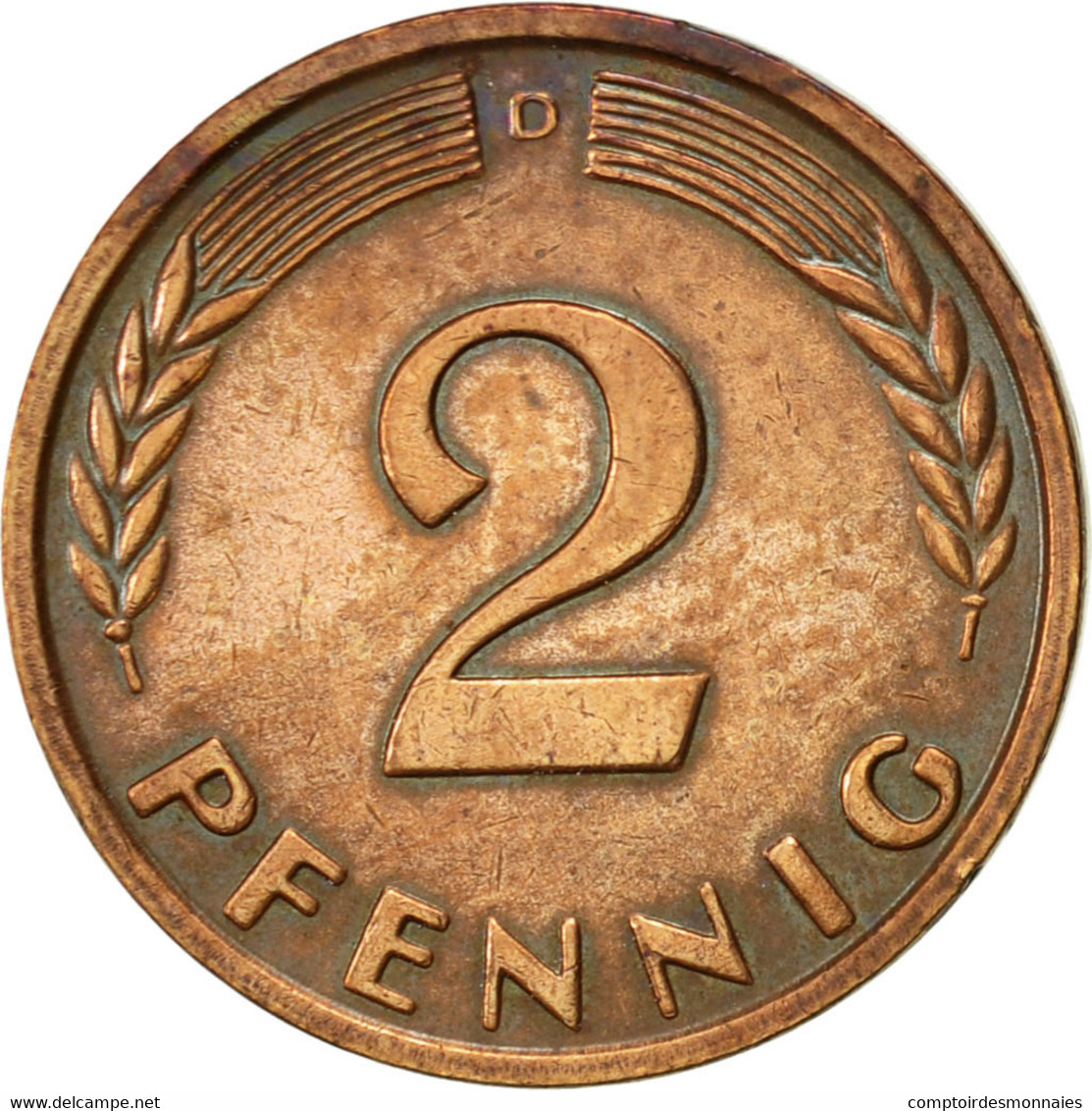 Monnaie, République Fédérale Allemande, 2 Pfennig, 1965, Munich, TTB, Bronze - 2 Pfennig