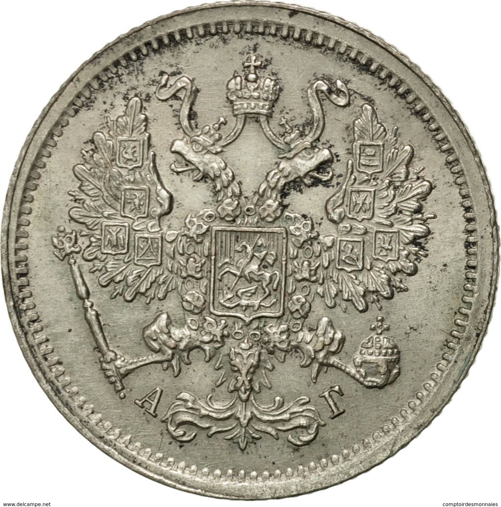 Russie, Nicholas II, 10 Kopeks, 1893, Saint-Petersburg, TTB, Argent, KM:20a.2 - Russie