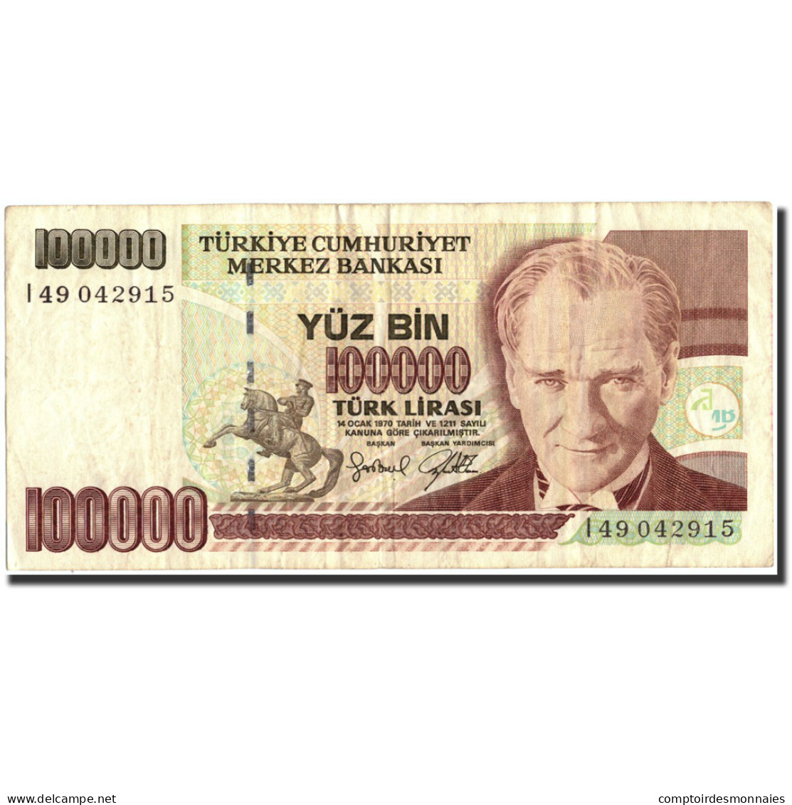 Billet, Turquie, 100,000 Lira, 1970, 1970, KM:205, TB - Turquie