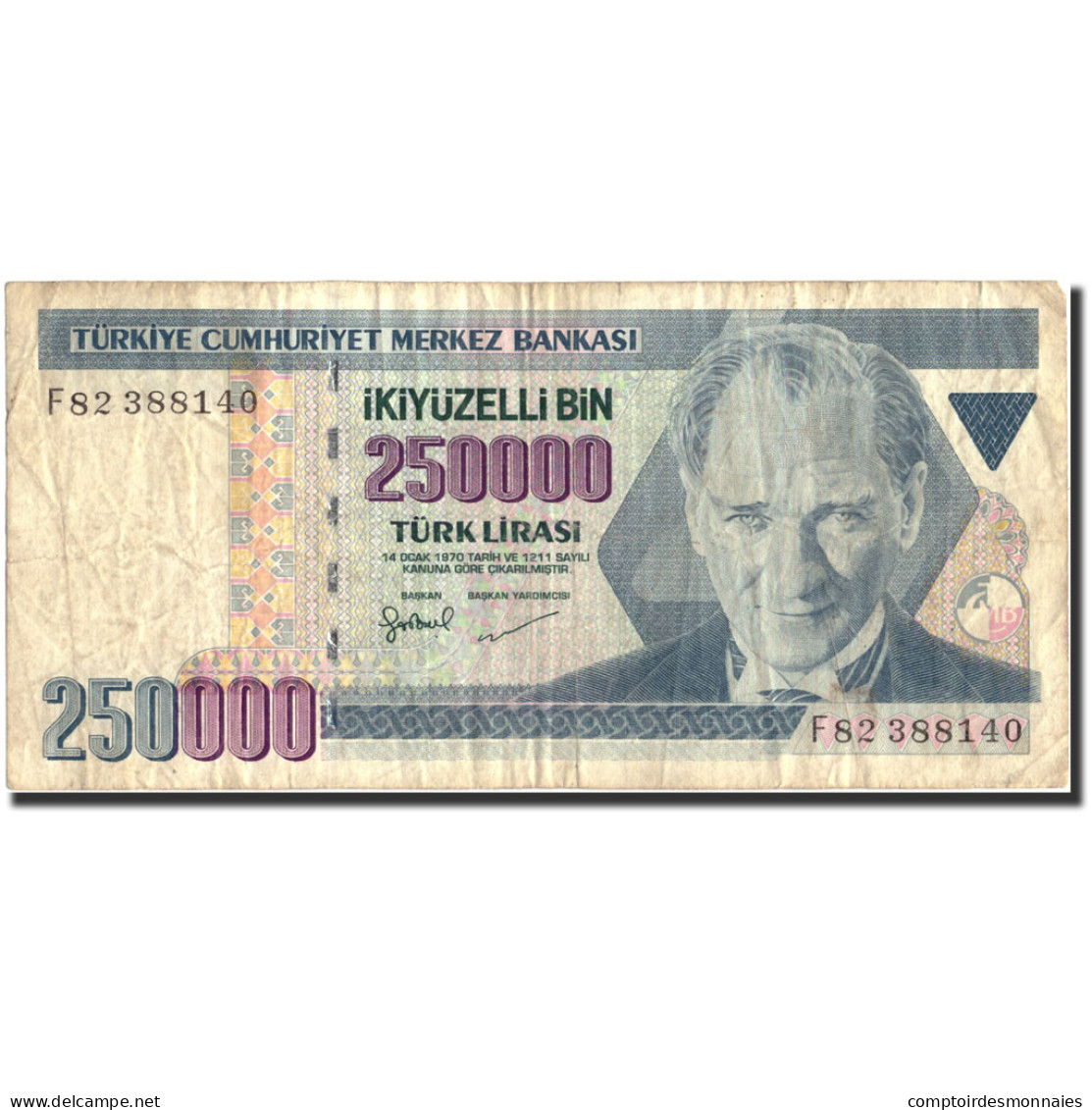 Billet, Turquie, 250,000 Lira, 1970, 1970, KM:207, TB - Turquie