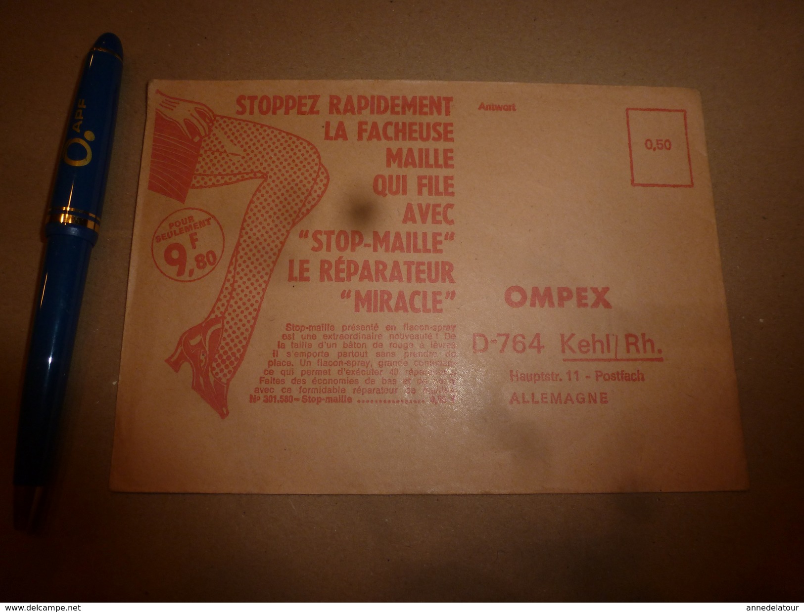 1956 Enveloppe Publicitaire  STOP-MAILLE Et  PORTE-CLES De Sécurité TWISTY - Advertising