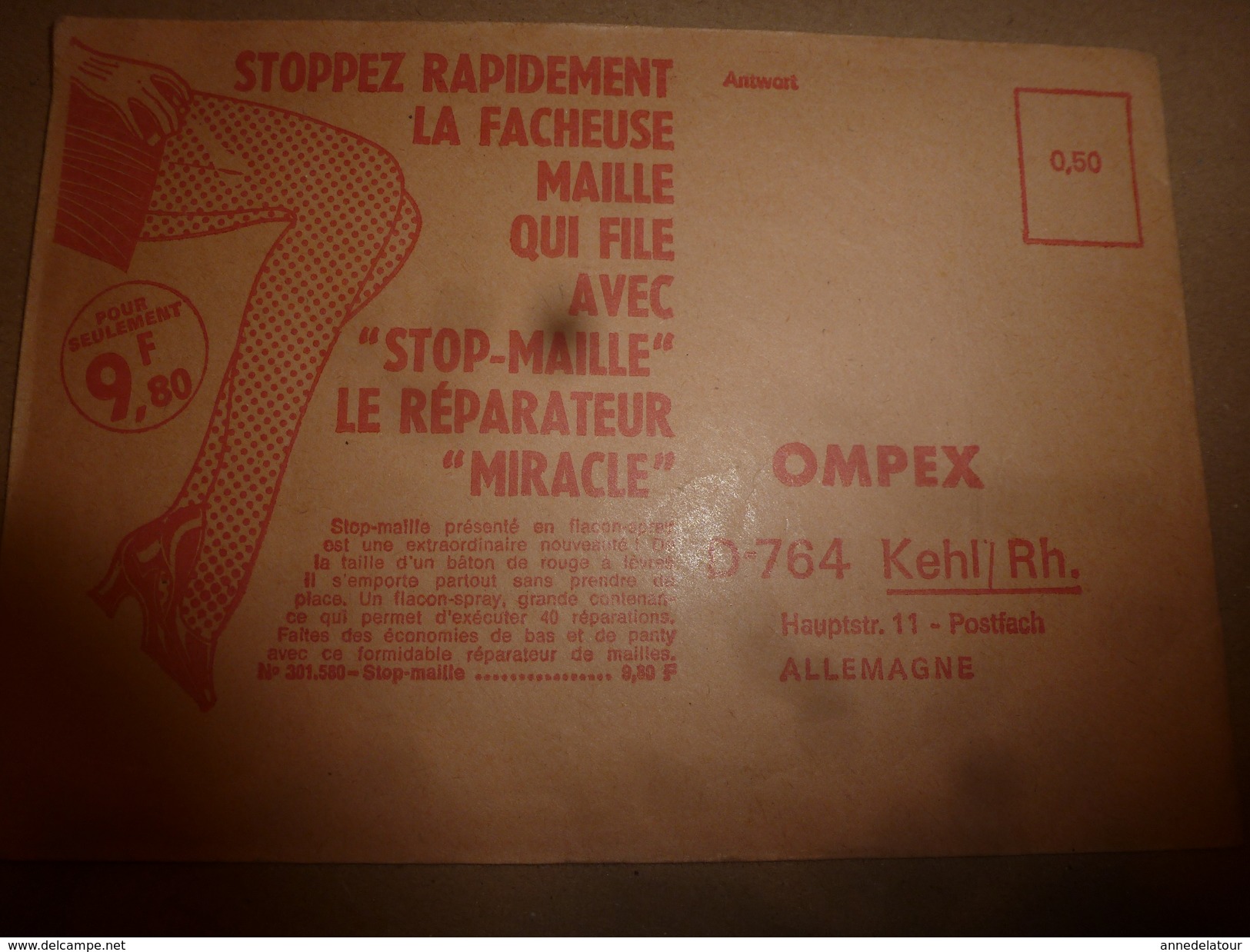 1956 Enveloppe Publicitaire  STOP-MAILLE Et  PORTE-CLES De Sécurité TWISTY - Advertising