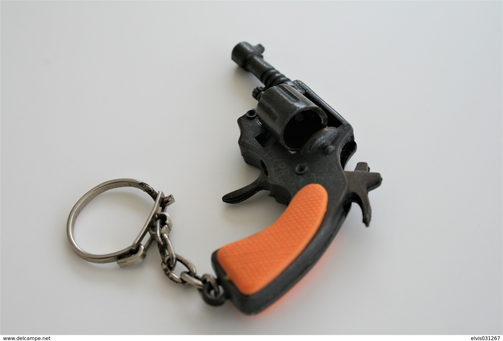 Vintage TOY GUN :  UNKNOWN - L=6,0cm - Keychain 1960s-70s - Keywords : Cap - Cork Gun - Rifle - Revolver - Pistol - Tin - Armas De Colección