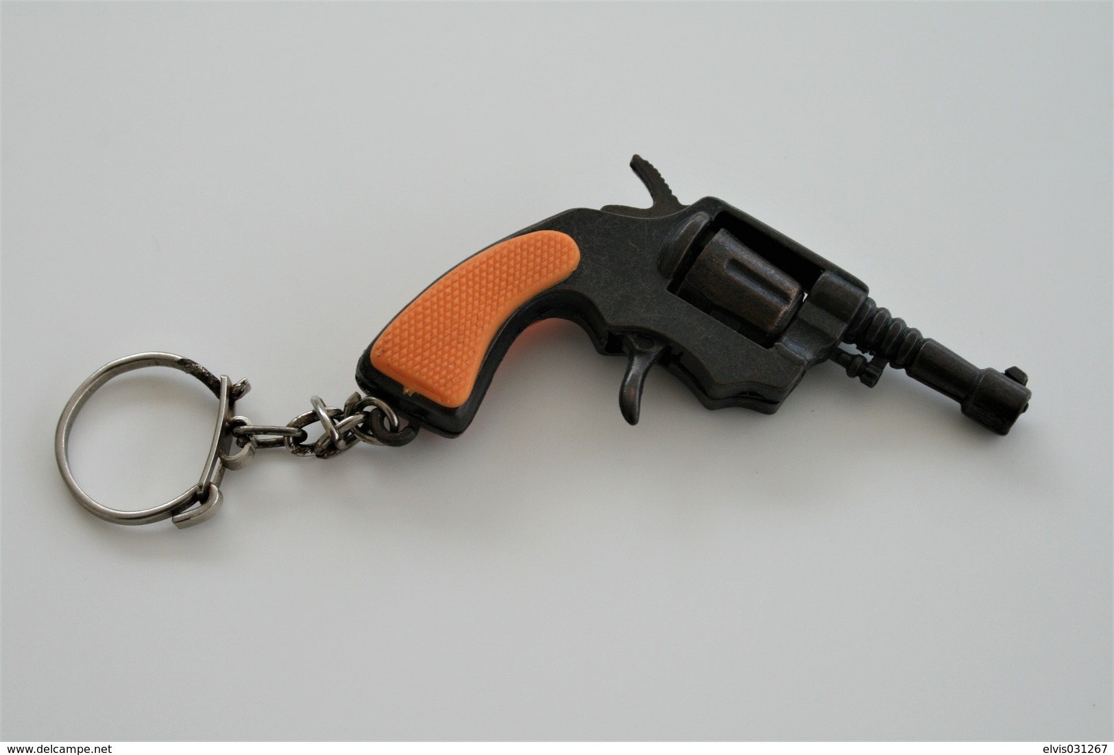 Vintage TOY GUN :  UNKNOWN - L=6,0cm - Keychain 1960s-70s - Keywords : Cap - Cork Gun - Rifle - Revolver - Pistol - Tin - Armes Neutralisées