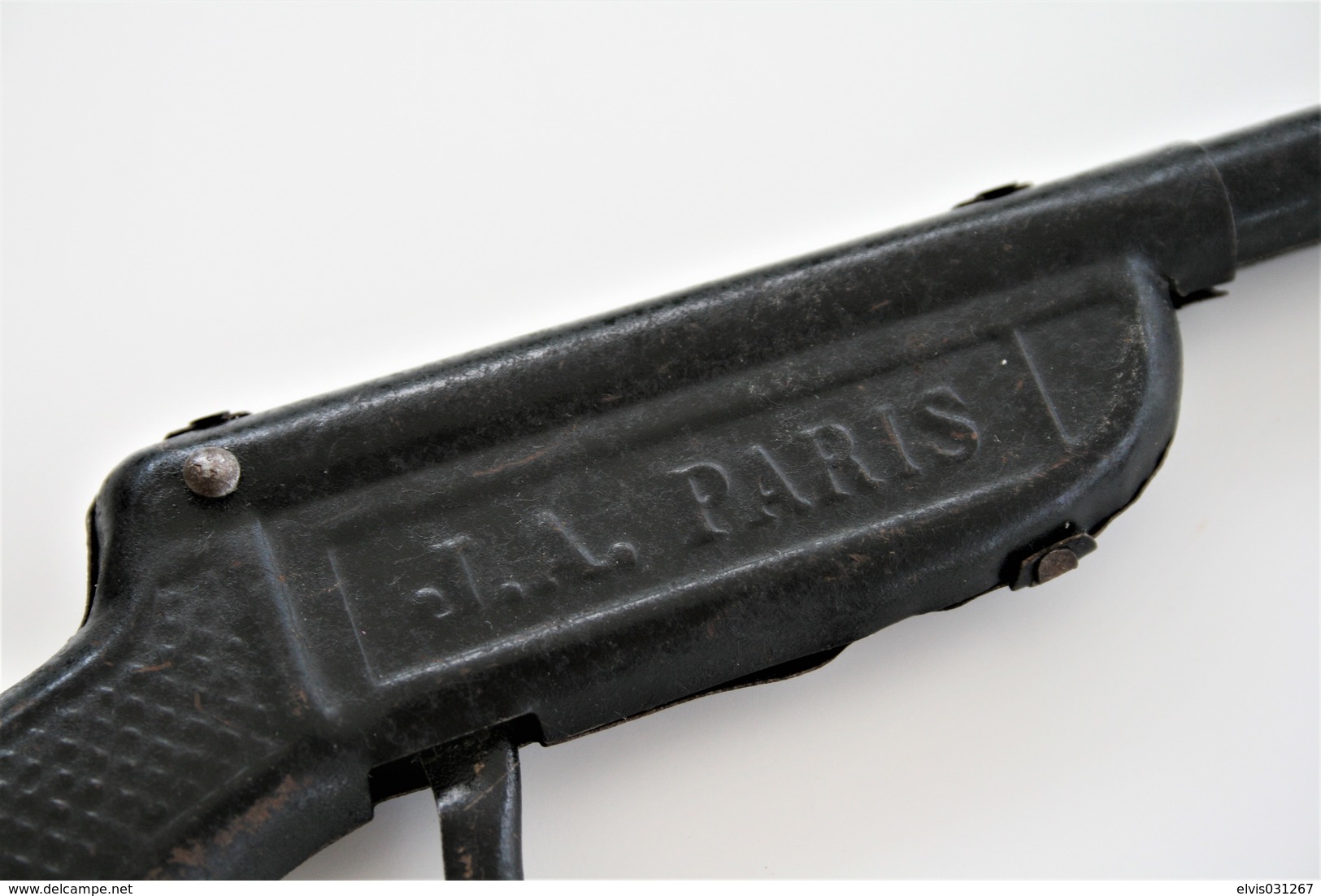 Vintage TOY GUN : J.A. PARIS - L=21cm - 1930s - Keywords : Cap Gun - Cork Gun - Rifle - Revolver - Pistol - Tin - Decorative Weapons