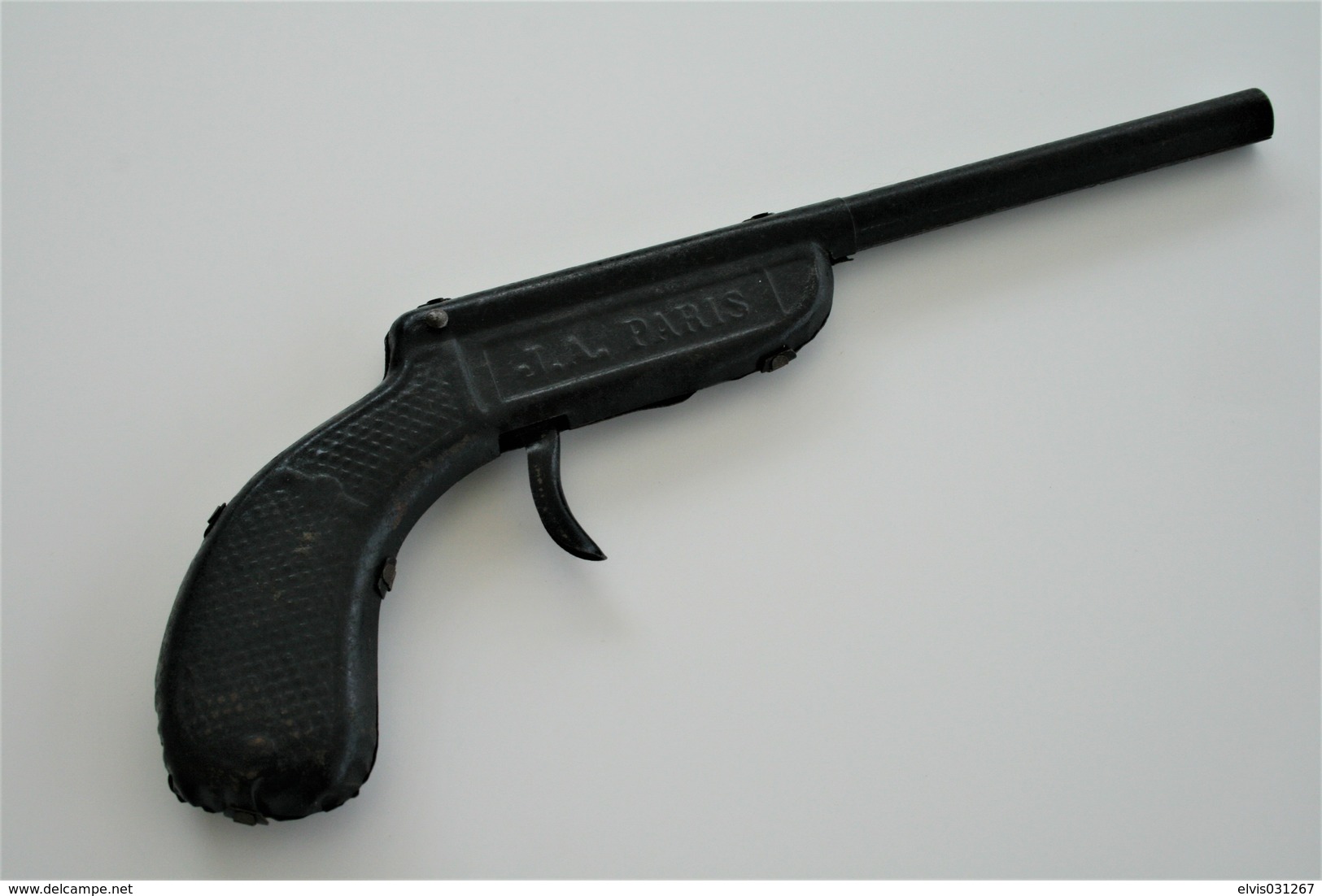 Vintage TOY GUN : J.A. PARIS - L=21cm - 1930s - Keywords : Cap Gun - Cork Gun - Rifle - Revolver - Pistol - Tin - Sammlerwaffen
