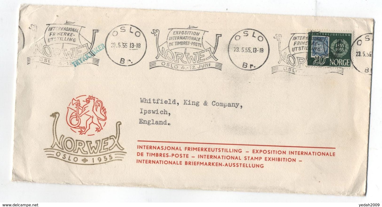 Norway NORWEX OSLO 1955 COVER PHILATELIC EXHIBITION - Philatelic Exhibitions