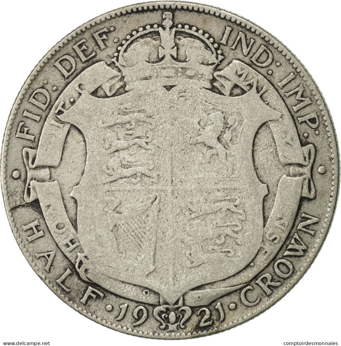 Monnaie, Grande-Bretagne, George V, 1/2 Crown, 1921, B+, Argent, KM:818.1a - K. 1/2 Crown
