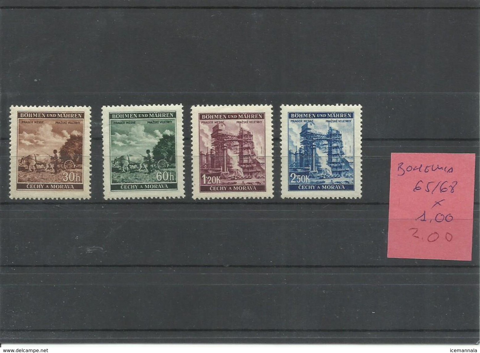 BOHEMIA YVERT  65/68   MH  * - Unused Stamps