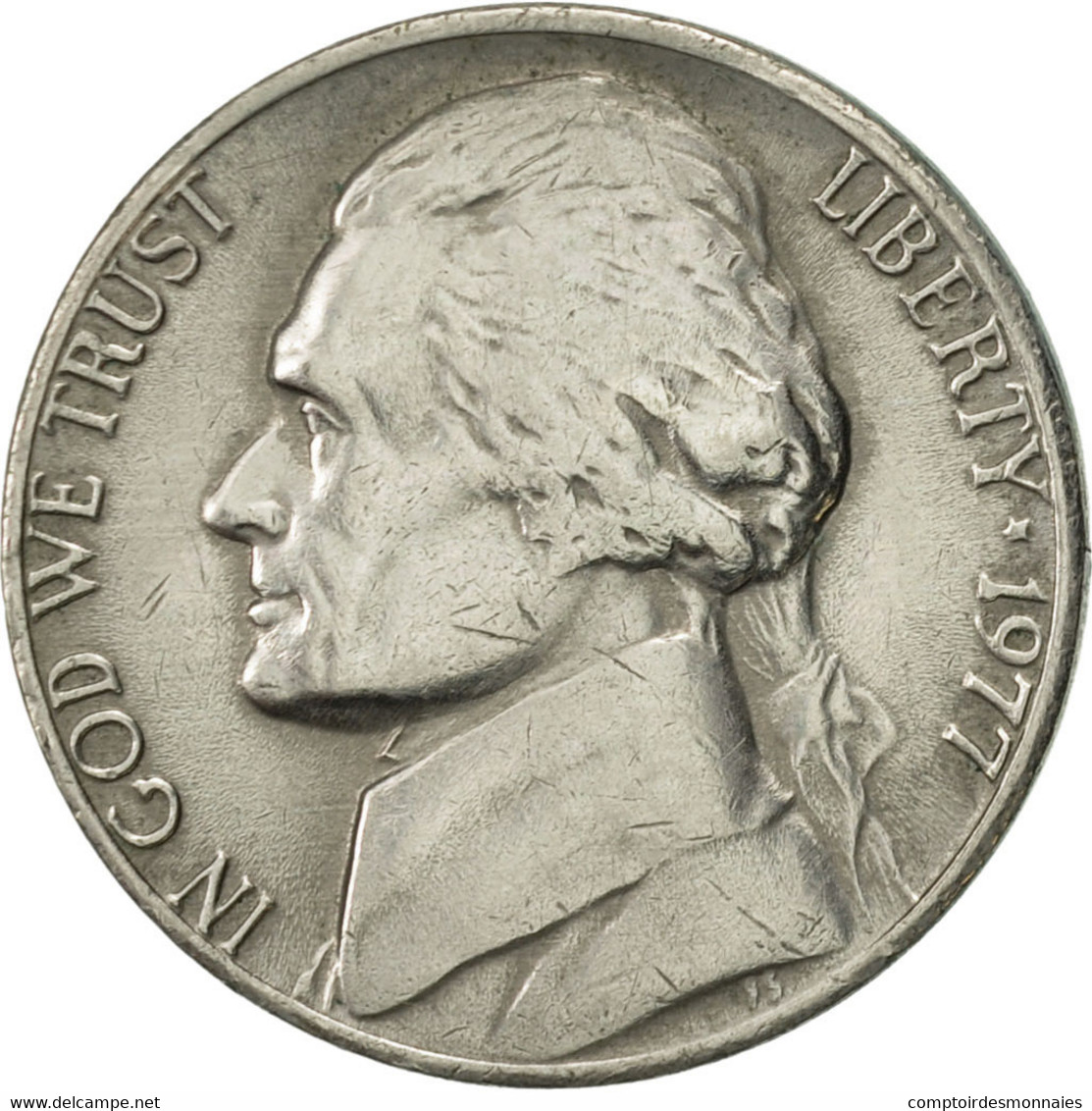 Monnaie, États-Unis, Jefferson Nickel, 5 Cents, 1977, U.S. Mint, Philadelphie - 1938-…: Jefferson