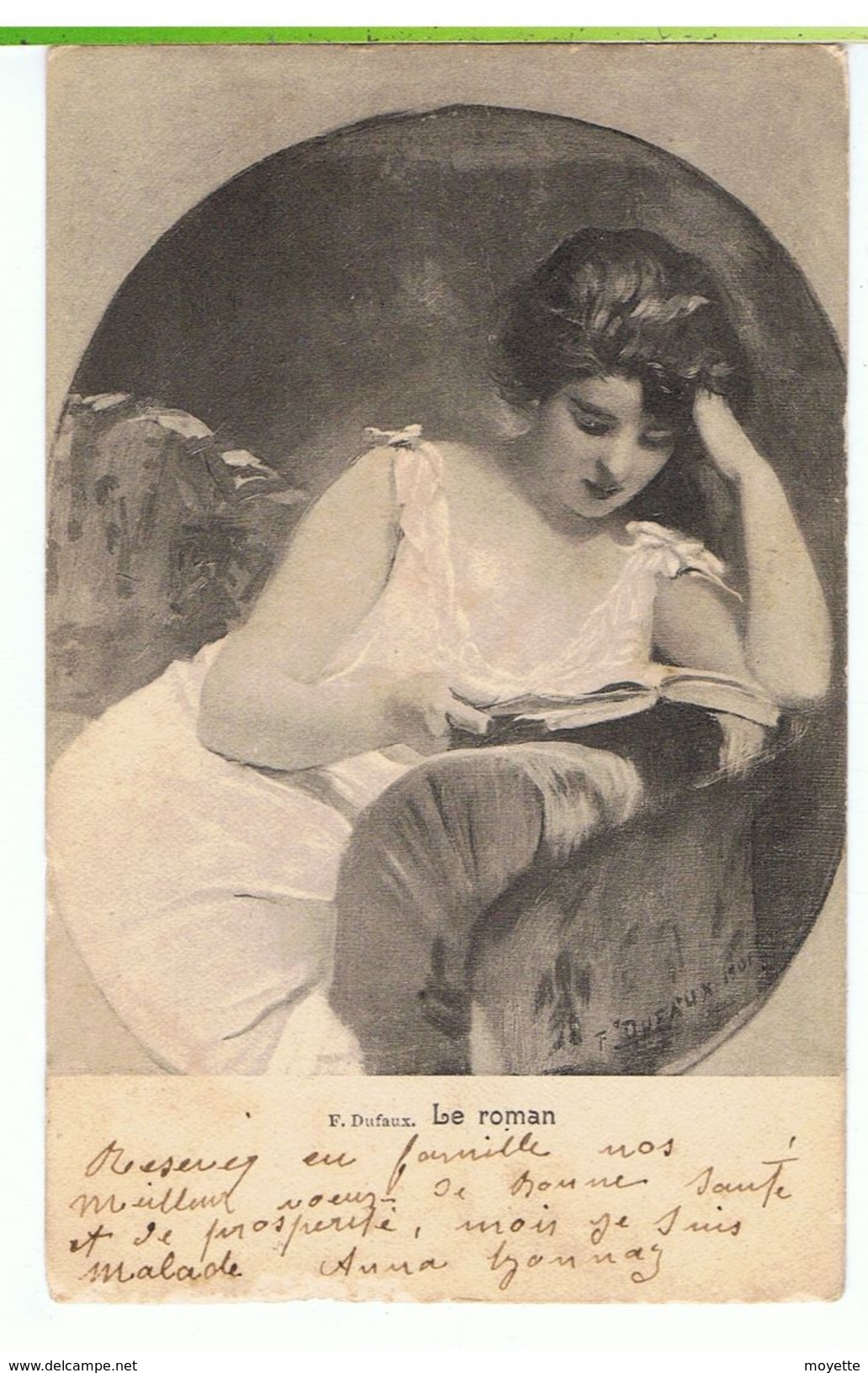 CPA-1907-ILLUST-F.DUFAUX-LE ROMAN-UNE JEUNE FEMME QUI LIT- - Autres & Non Classés