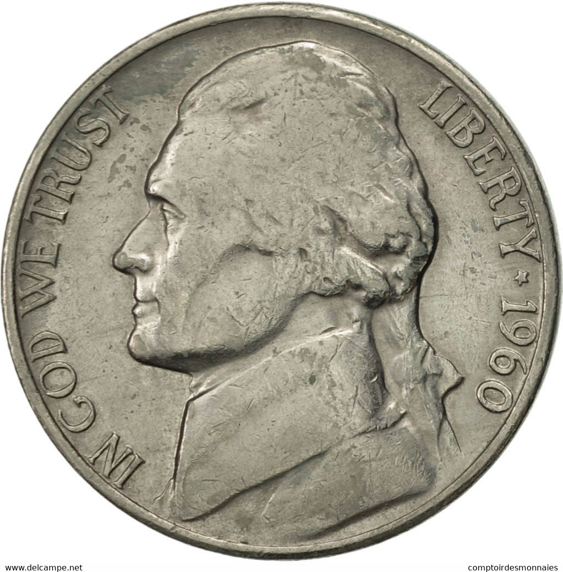 Monnaie, États-Unis, Jefferson Nickel, 5 Cents, 1960, U.S. Mint, Philadelphie - 1938-…: Jefferson