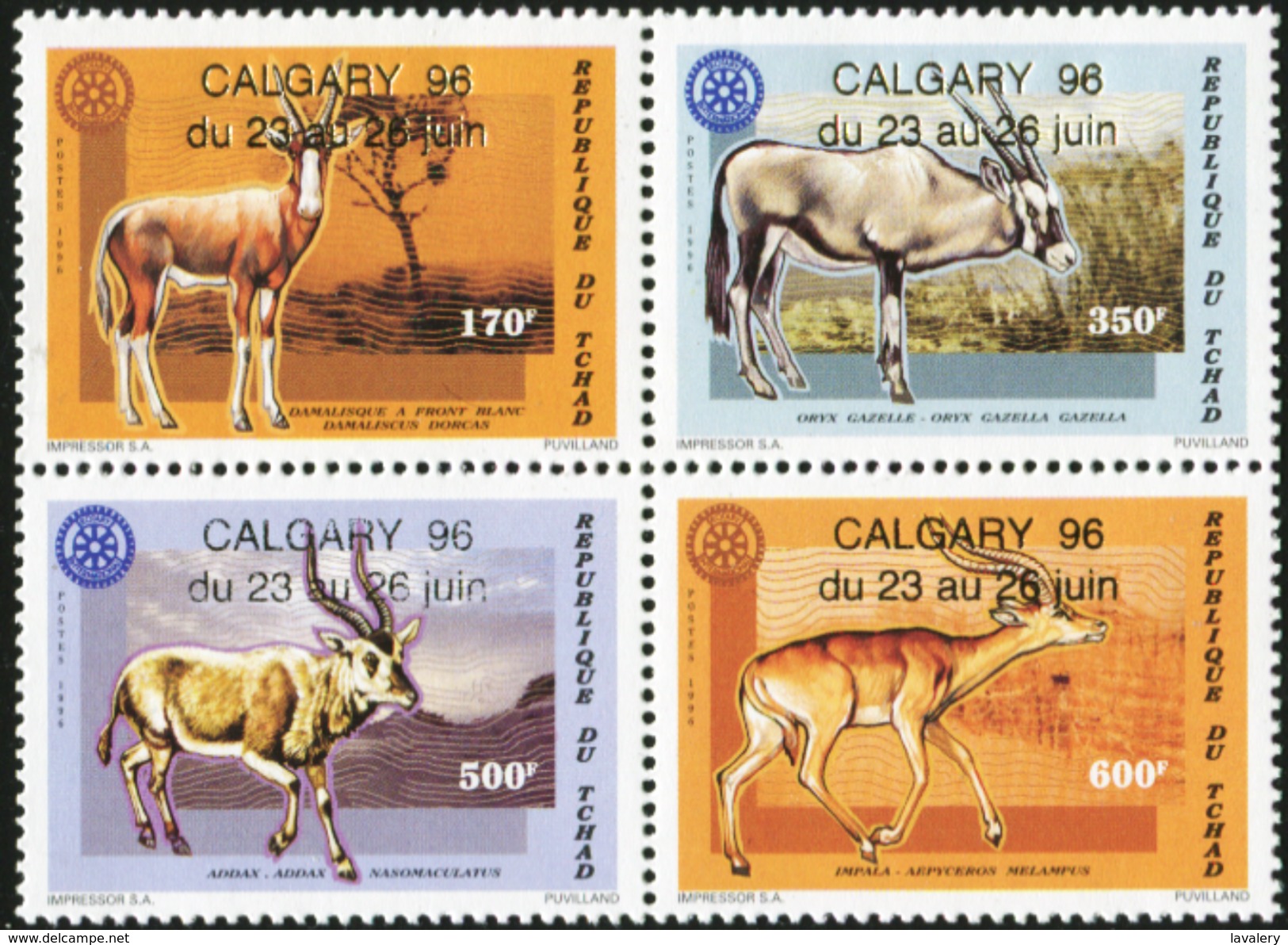 CHAD 1996 Antelopes, Calgary Overprint, Fauna MNH - Chad (1960-...)