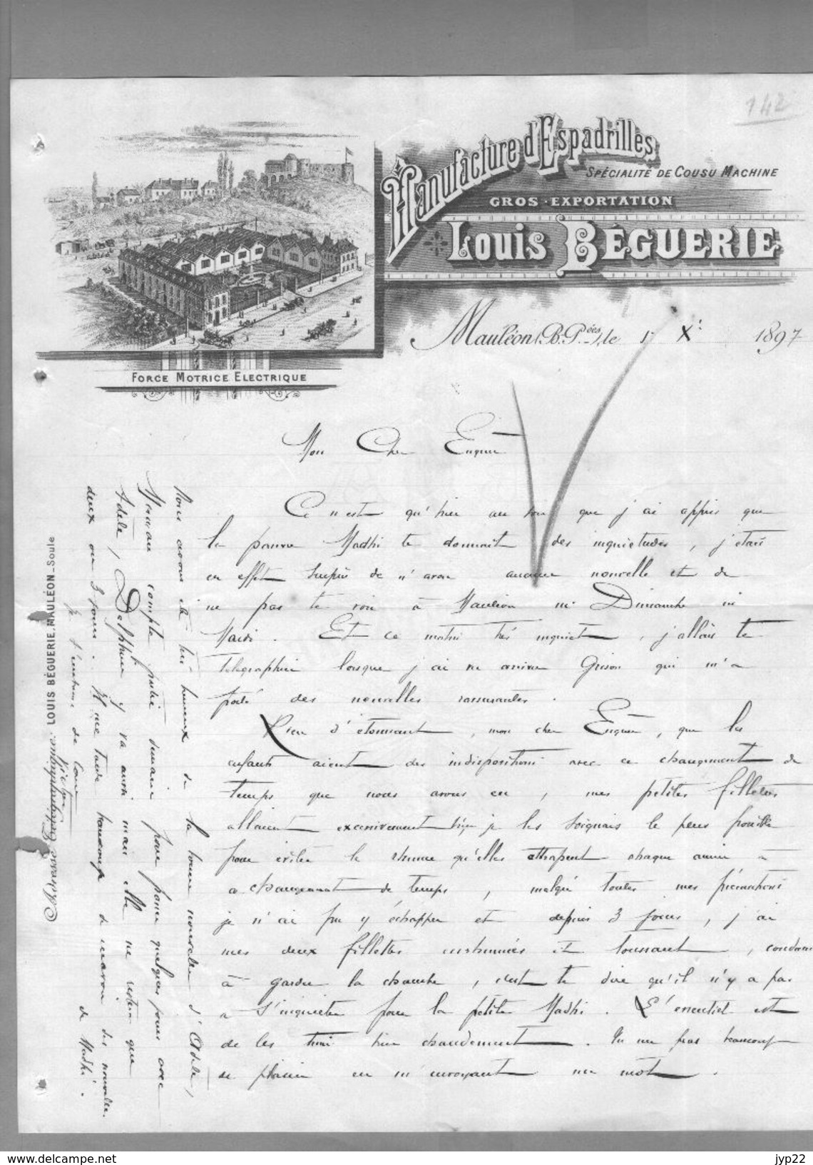 Courrier Illustré Manufacture Espadrille Spécialité De Cousu Machine Louis Béguerie Mauléon 5-12?-1897 - 1800 – 1899