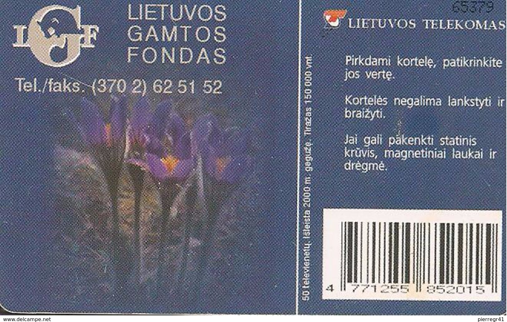 CARTE-PUCE-LITHUANIE--50U-CROCUS Des BOIS-TBE - Flores