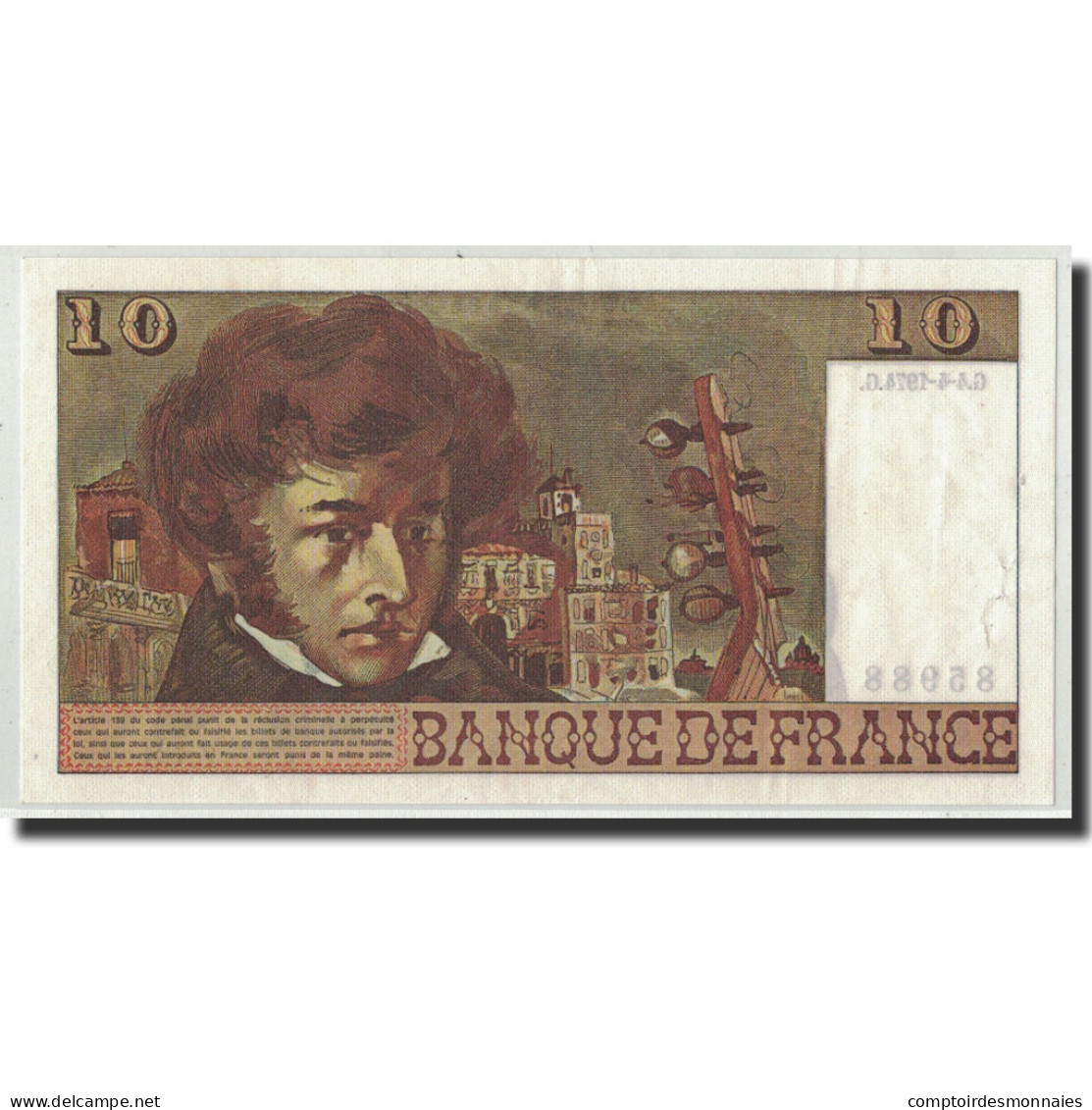 Billet, France, 10 Francs, 1974, 1974-04-04, SUP+, Fayette:63.4, KM:150b - 10 F 1972-1978 ''Berlioz''