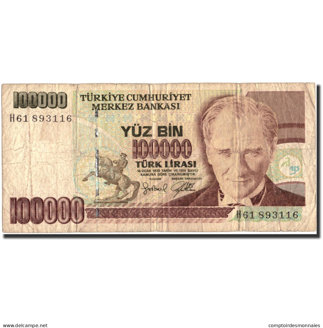 Billet, Turquie, 100,000 Lira, 1970, 1970-10-14, KM:205, B - Turquie