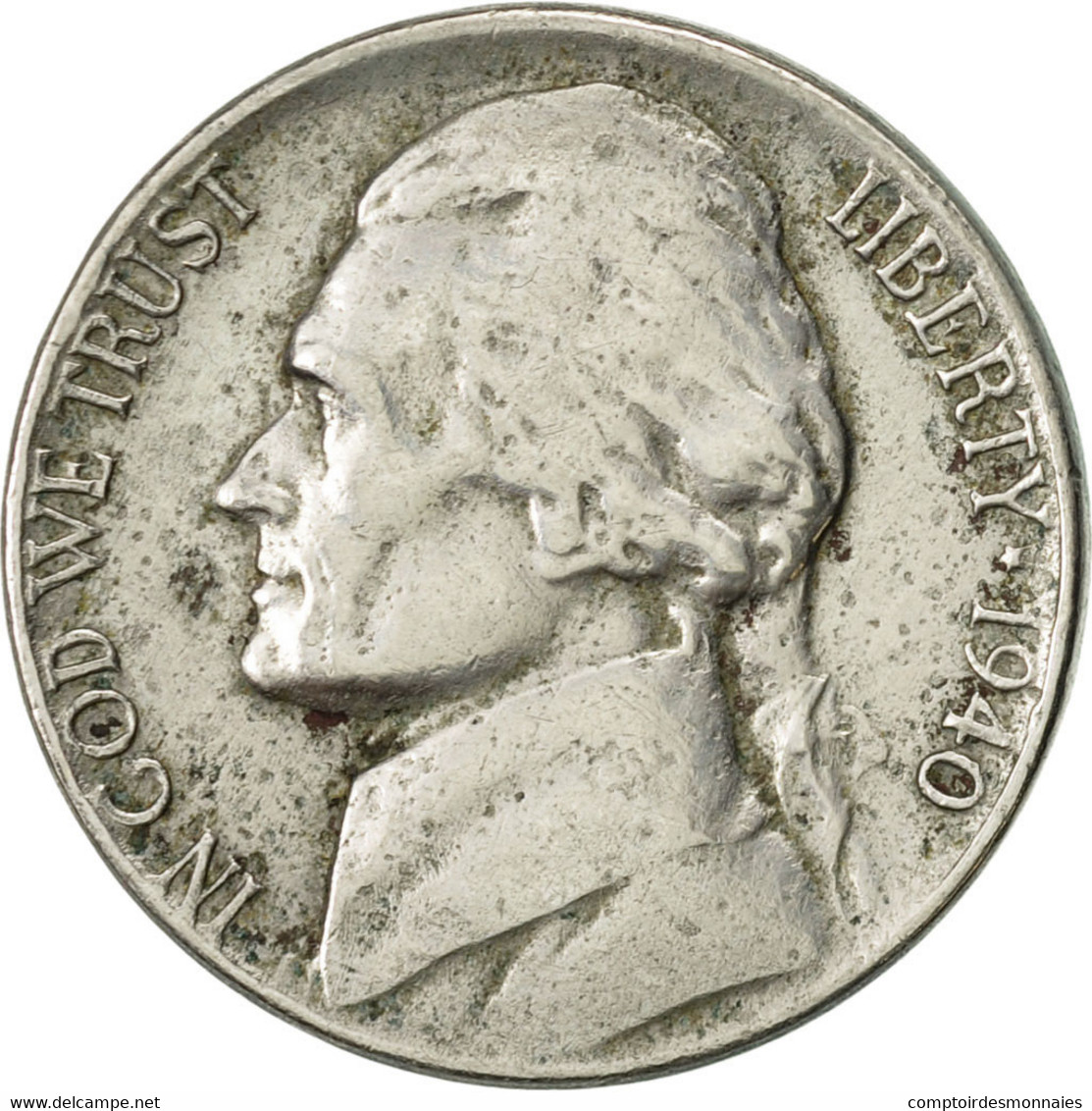 Monnaie, États-Unis, Jefferson Nickel, 5 Cents, 1940, U.S. Mint, Philadelphie - 1938-…: Jefferson