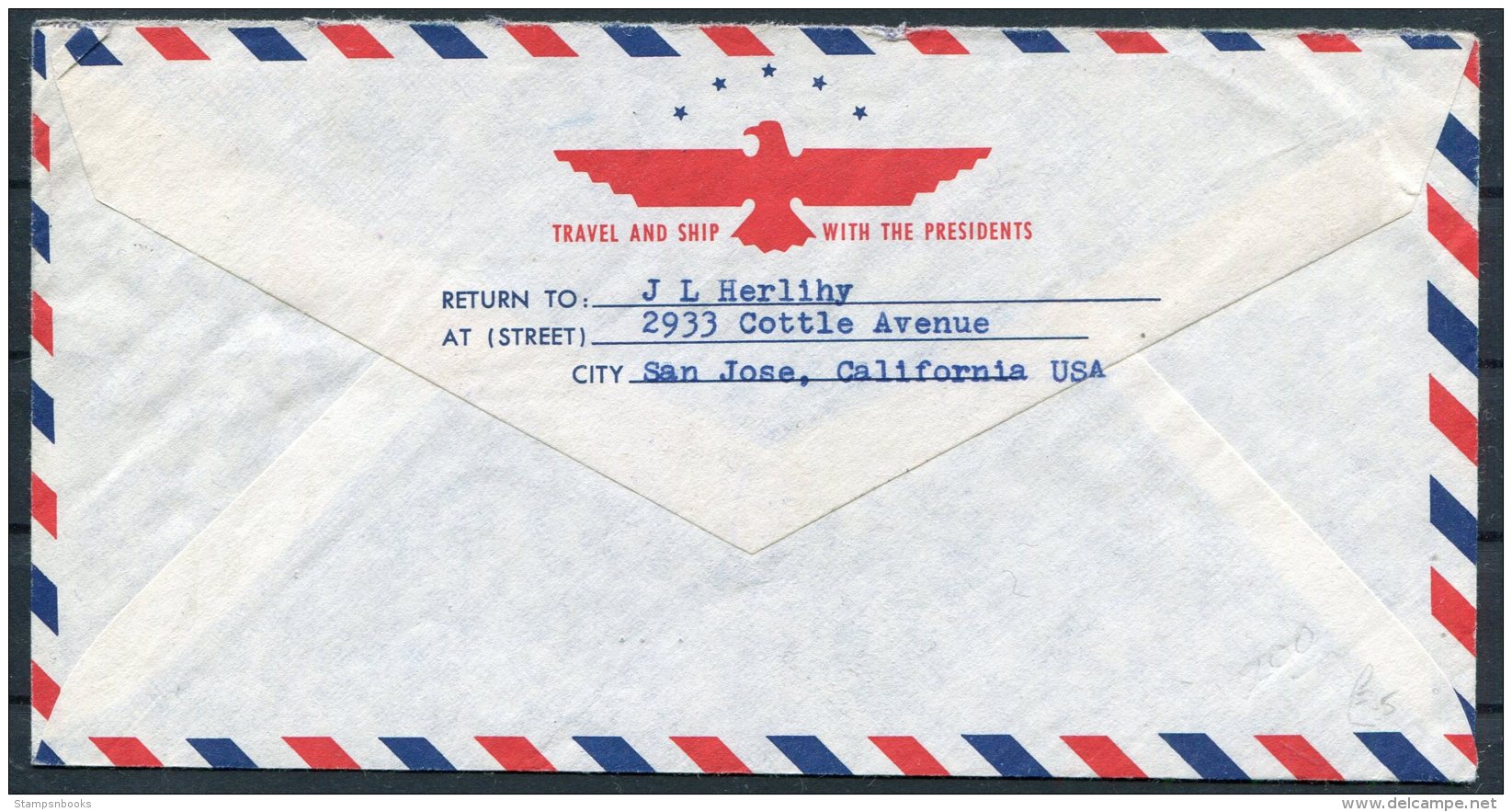 1966 Hong Kong American Presidents Lines Eagle Ship Airmail Cover - San Francisco, USA - Brieven En Documenten