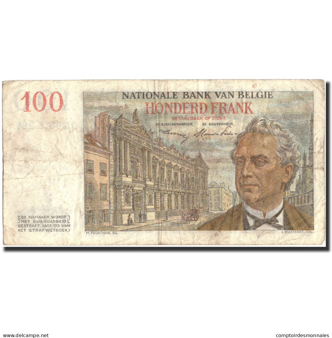 Billet, Belgique, 100 Francs, 1952, 1952-10-02, KM:129a, TB - 100 Francs
