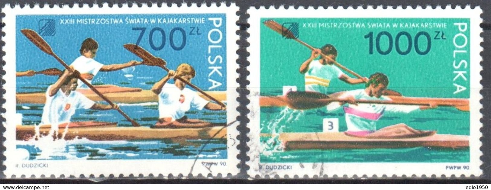 Poland 1990 World Kayaking Championships - Mi. 3279-80 - Used Gestempelt - Gebruikt