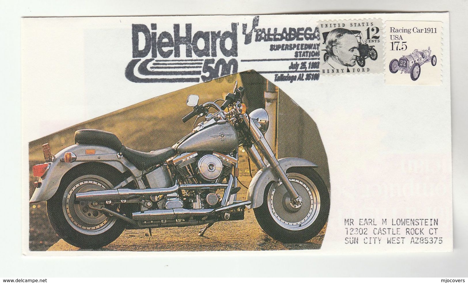 1993 DIEHARD 500 MOTORCYCLE RACE EVENT COVER  USA  Talladega Stamps Sport Motorbike - Motorbikes