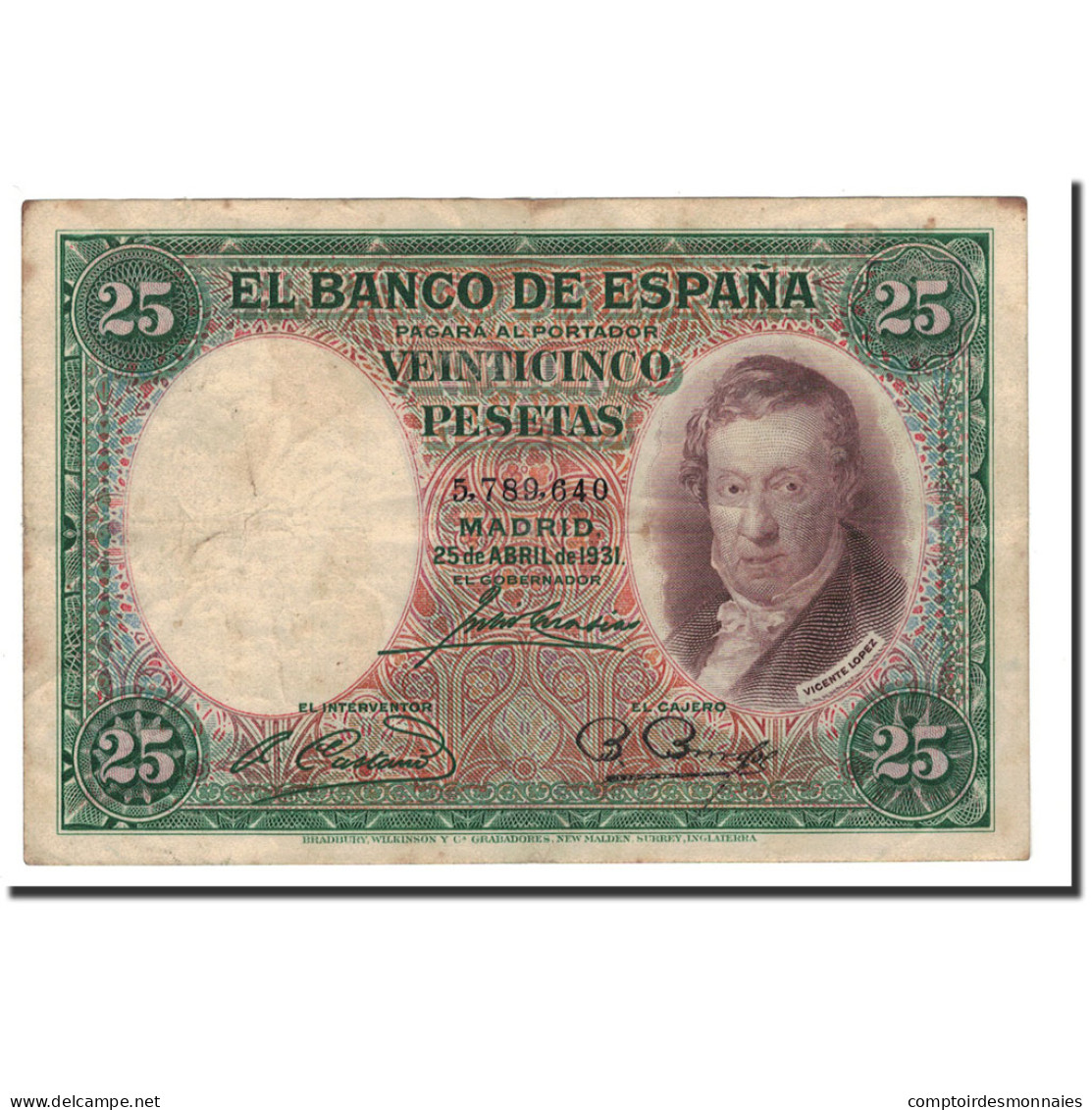 Billet, Espagne, 25 Pesetas, 1931, 1931-04-25, KM:81, TB+ - 1-2-5-25 Pesetas