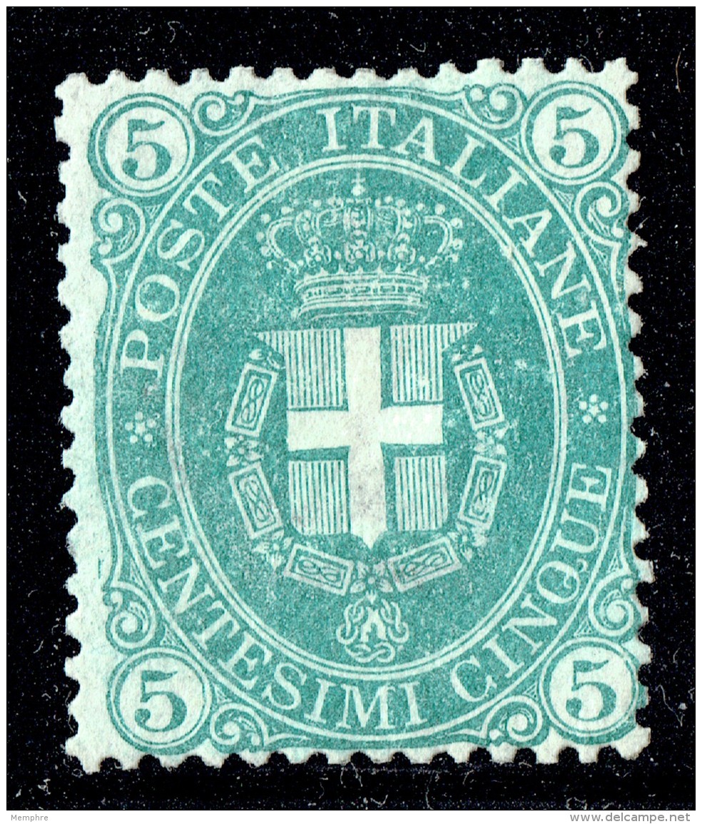 1889  5 Cent. Stemma Verde Minto Scurro  Sass 44b *  MH - Ongebruikt