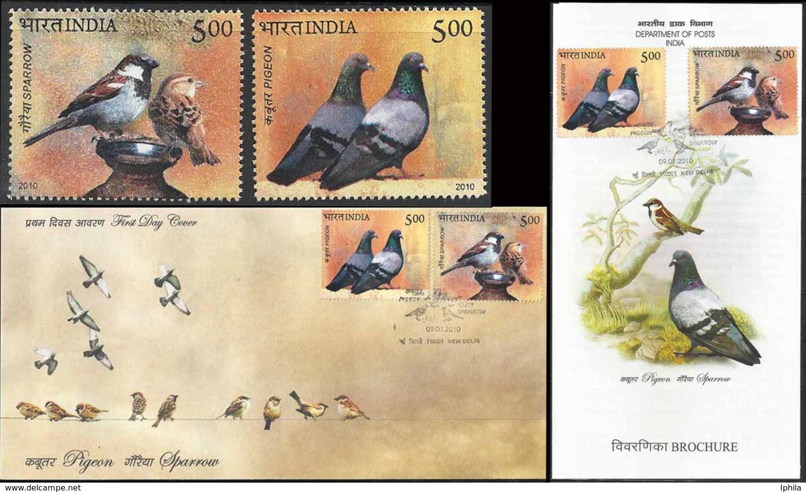 Pigeon Sparrow 2010    FDC Folder  Taube Bird Birds Vogel Vögel Oiseaux Policeman Spatz - Storks & Long-legged Wading Birds