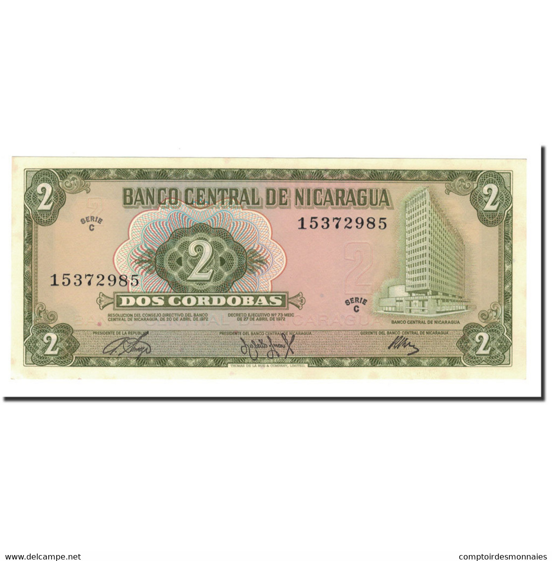 Billet, Nicaragua, 2 Cordobas, 1972, KM:121a, NEUF - Nicaragua
