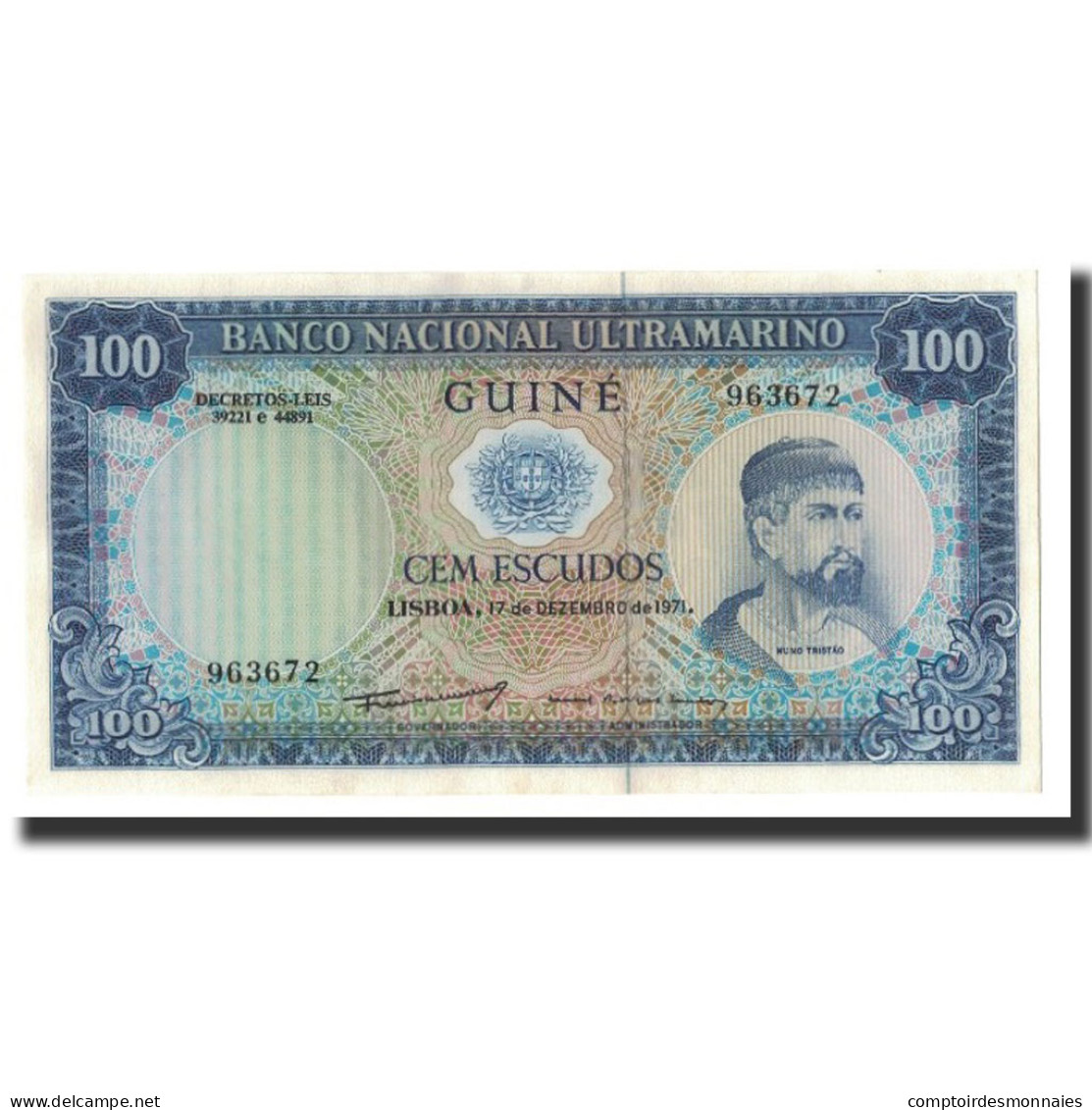 Billet, Portuguese Guinea, 100 Escudos, 1971-12-17, KM:45a, NEUF - Guinea–Bissau