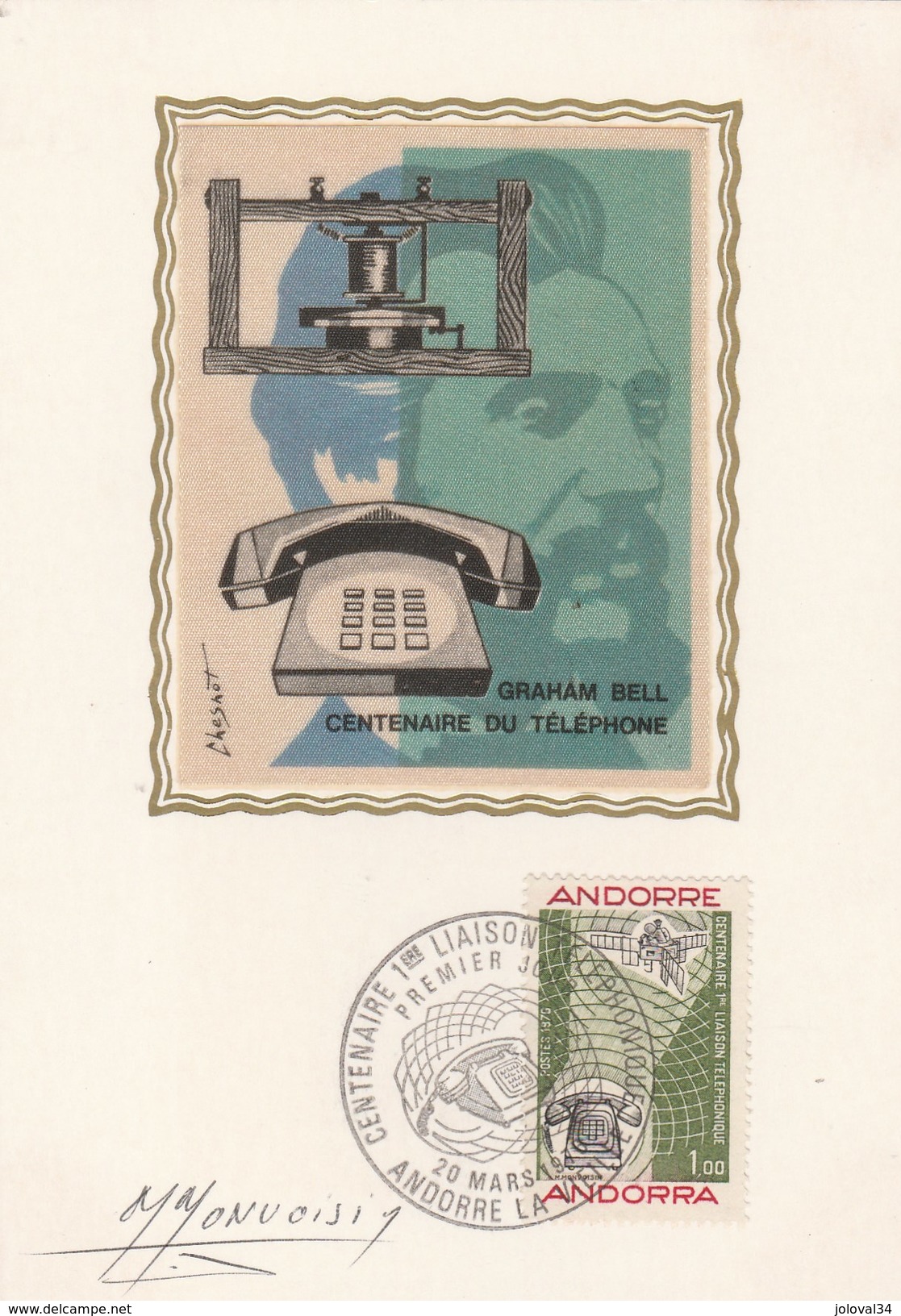 Andorre Carte Maximum 1976 Signée M Monvoisin Yvert  252 Téléphone - Cartoline Maximum