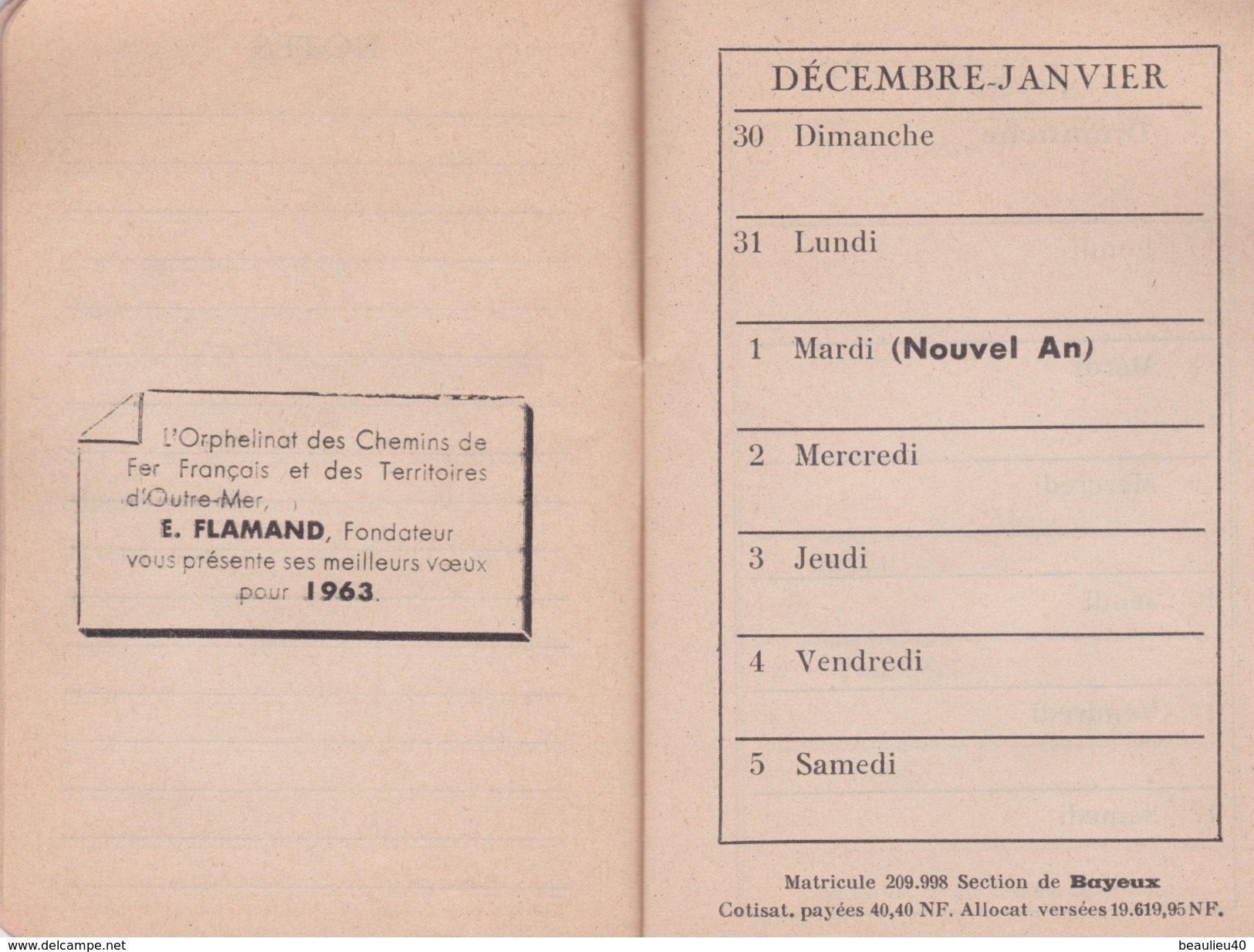 ORPHELINAT DES CHEMINS DE FER FRANÇAIS ET TERRITOIRES D'OUTRE-MER  E. FLAMAND FONDATEUR - Petit Format : 1961-70